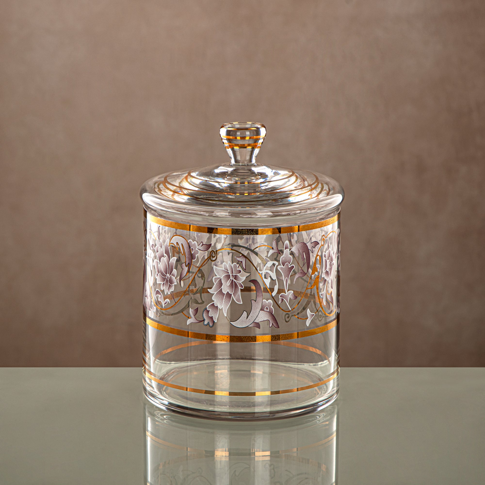 وعاء حلوى المرجان 900ML، زجاج، شفاف ونقش ذهبي (0194T-ZQDL) - تجمعات عائلية