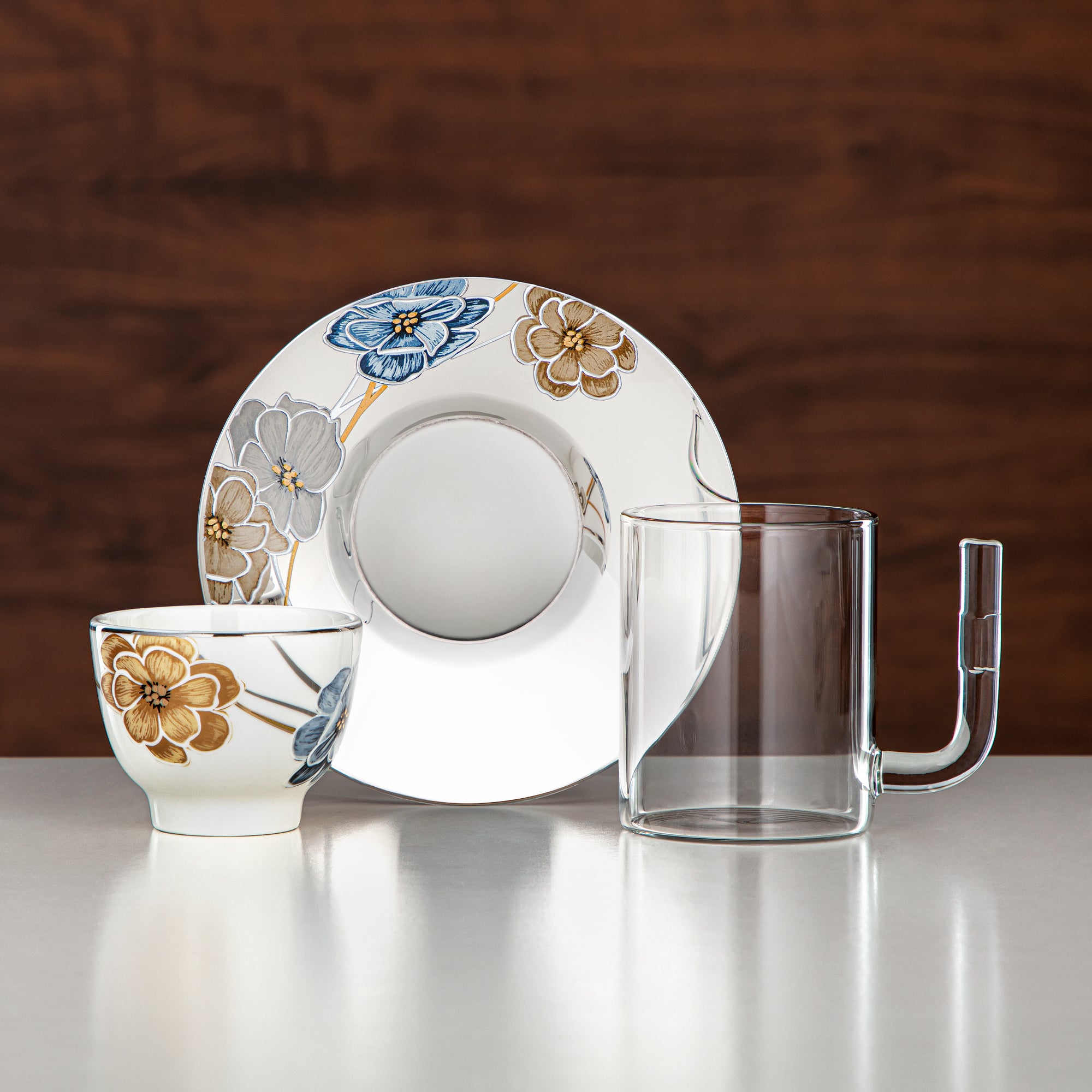 طقم ترامس المرجان 20 قطعة | فضي وذهبي 1L + 1L (GOK-S-S-G + 18PCS-12256-2) – تقديم أنيق | التجمعات، المناسبات الخاصة، رمضان، عيد