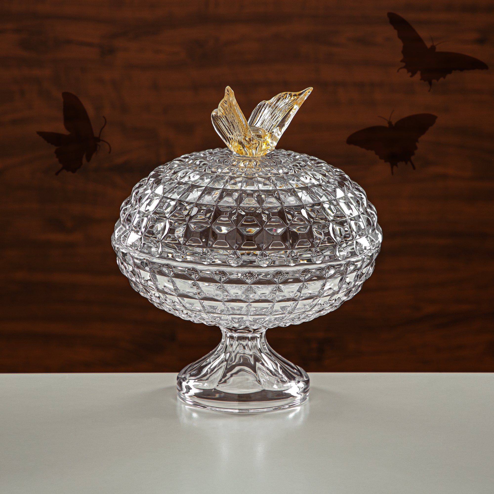 Almarjan Candy Bowl 20CM Glass Clear & Amber (42084-200-BA) Elegant Hosting Pieces