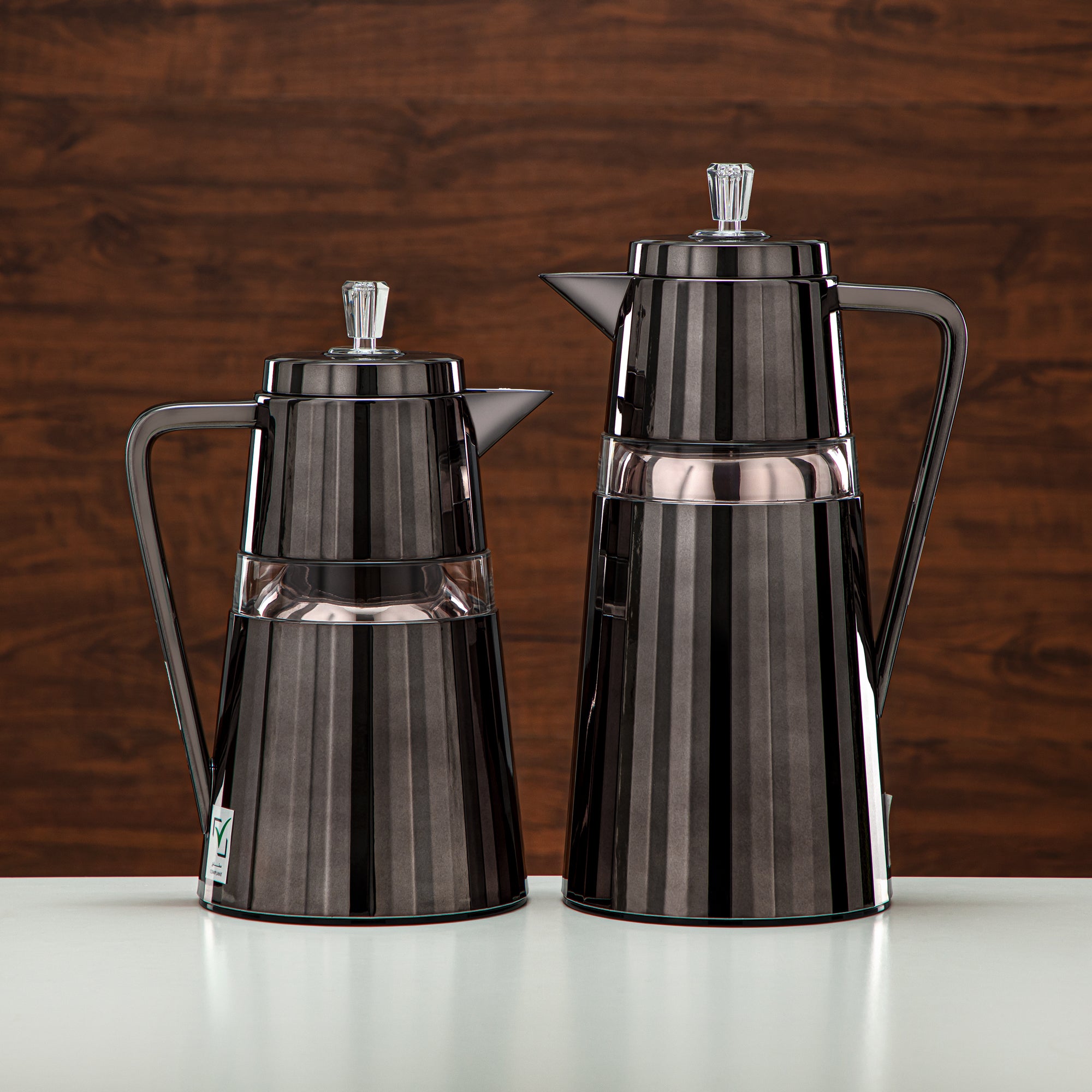 Almarjan 2 Pieces Vacuum Flask Set Black & Transparent - C77-BA