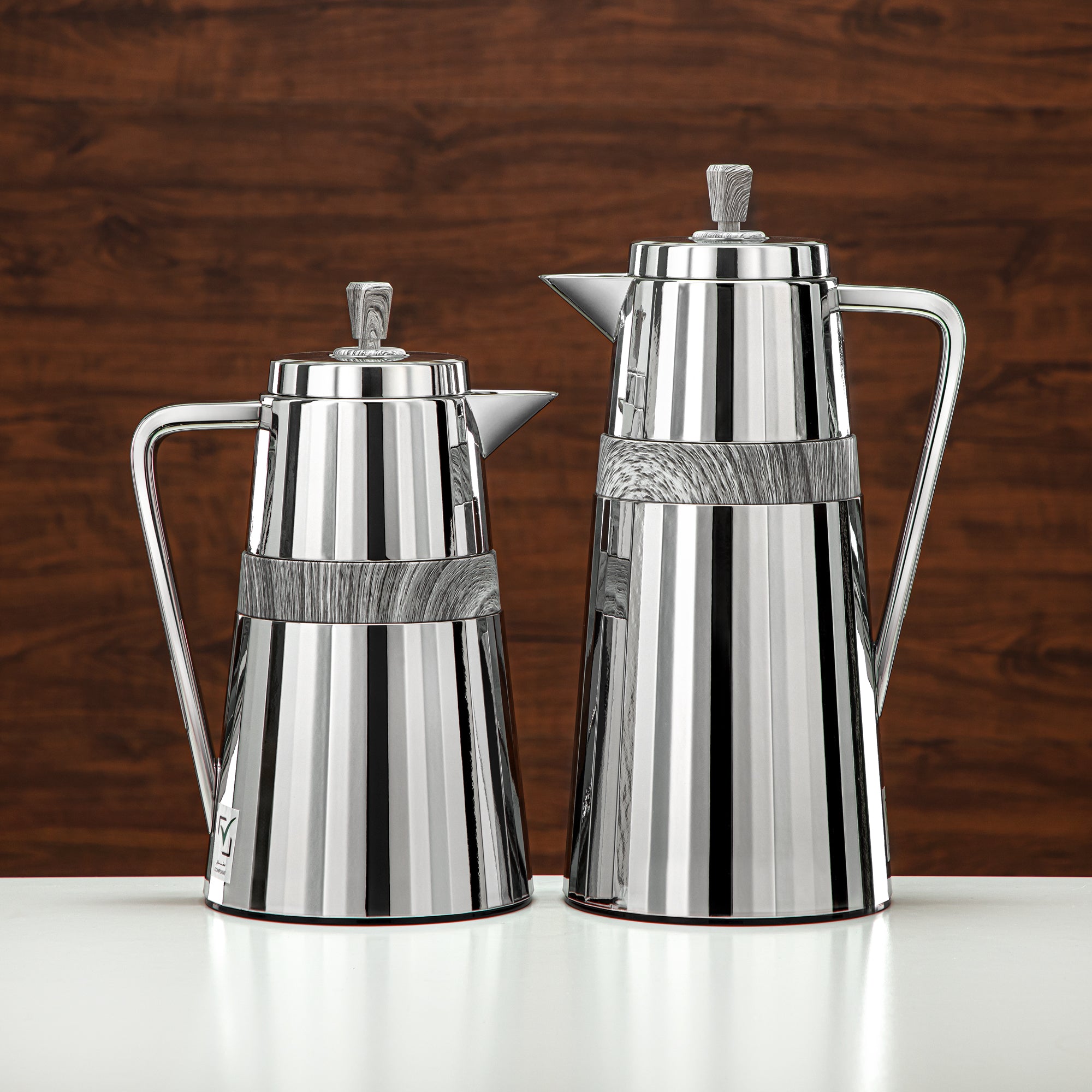 Almarjan 2 Pieces Vacuum Flask Set Silver & Grey Marble - C77-CGM
