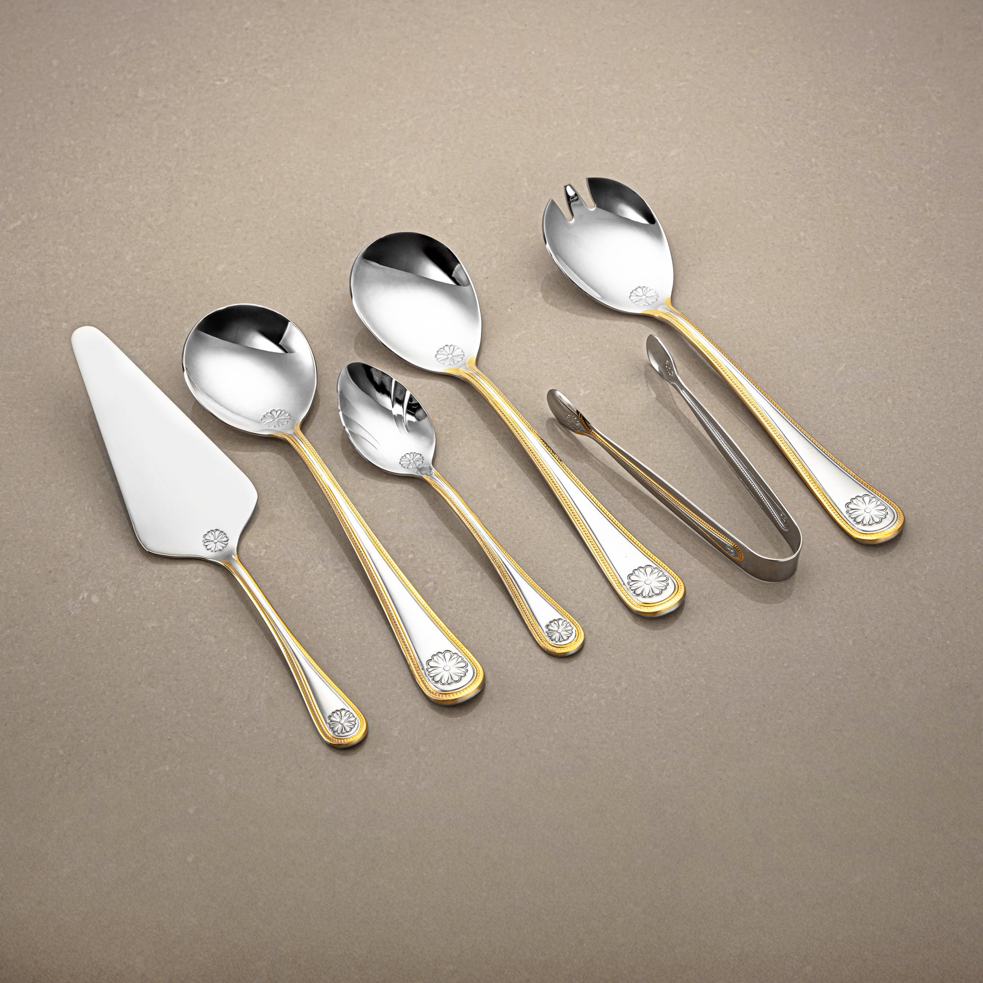 Almarjan Cutlery Set 72 Pieces, Stainless Steel, Leather Case, Silver & Gold (CUT0010343) Elegant Cutlery Set