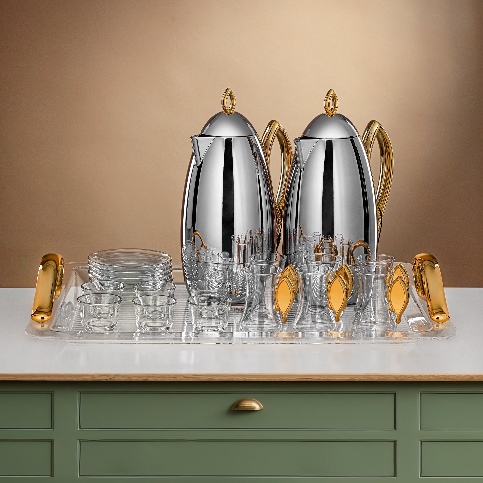 Almarjan Serving Set 24-Piece Silver & Gold