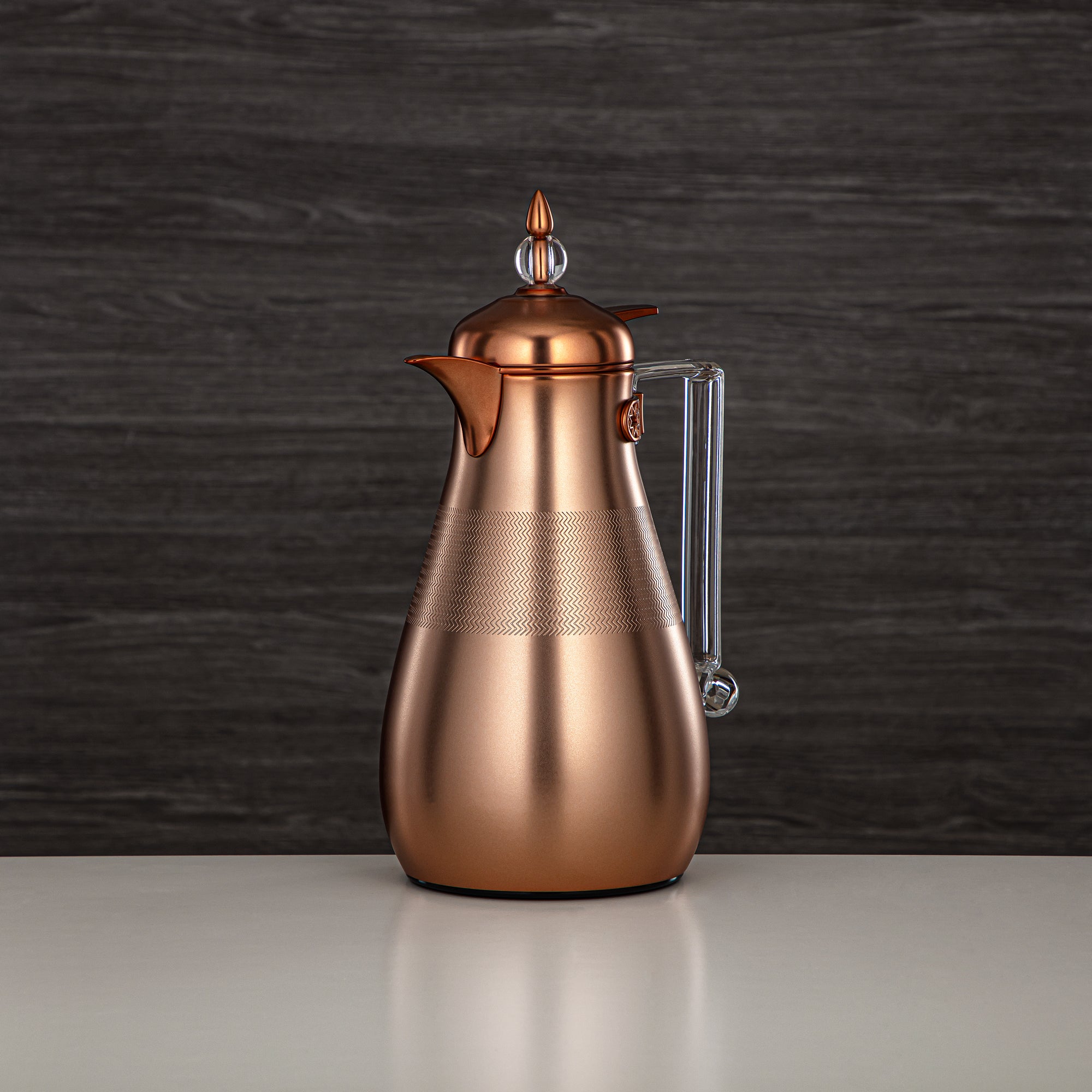 ألمرجان طقم ترامس، زر ضغط، 0.7 لتر + 1 لتر، نحاسي غير لامع وشفاف (FG803A-070/100 MCP/TR) - أطقم ترمس أنيقة