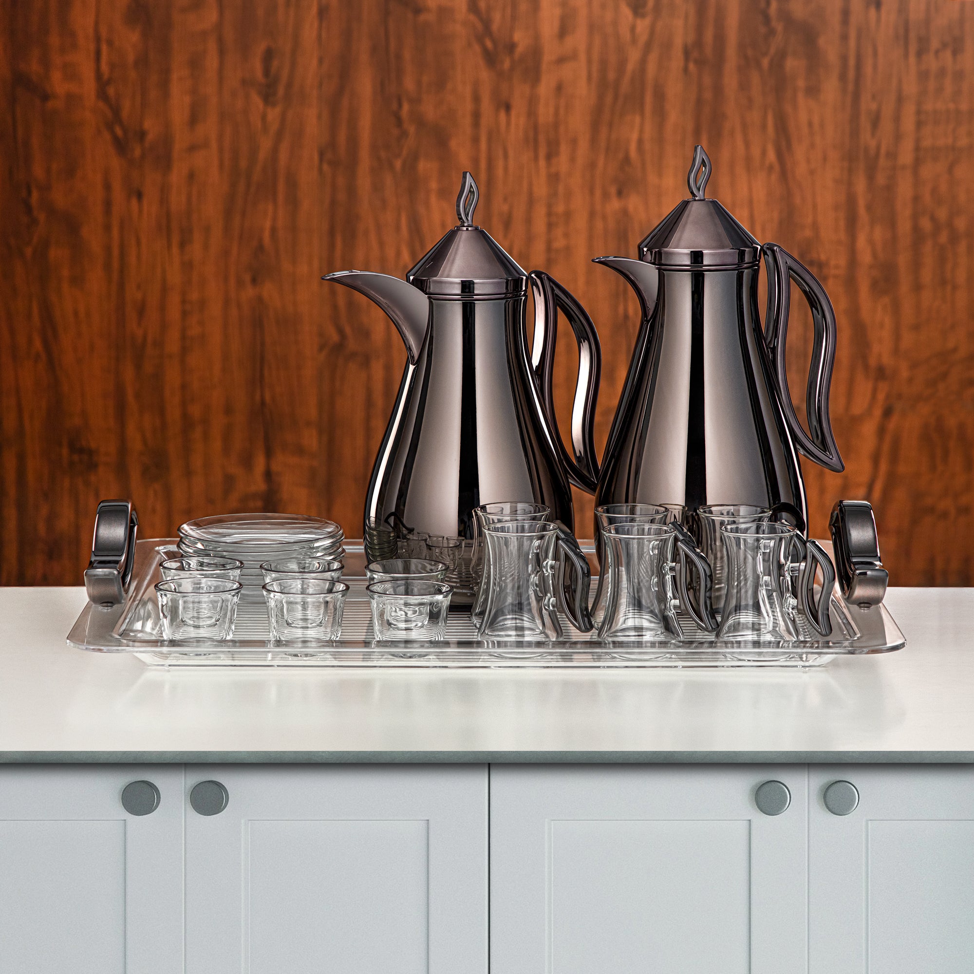 طقم ترامس المرجان Gun Black Finish 21 Pieces (0.7L + 1L) (FG811-21 ALLGBL) – تقديم أنيق | رمضان و التجمعات