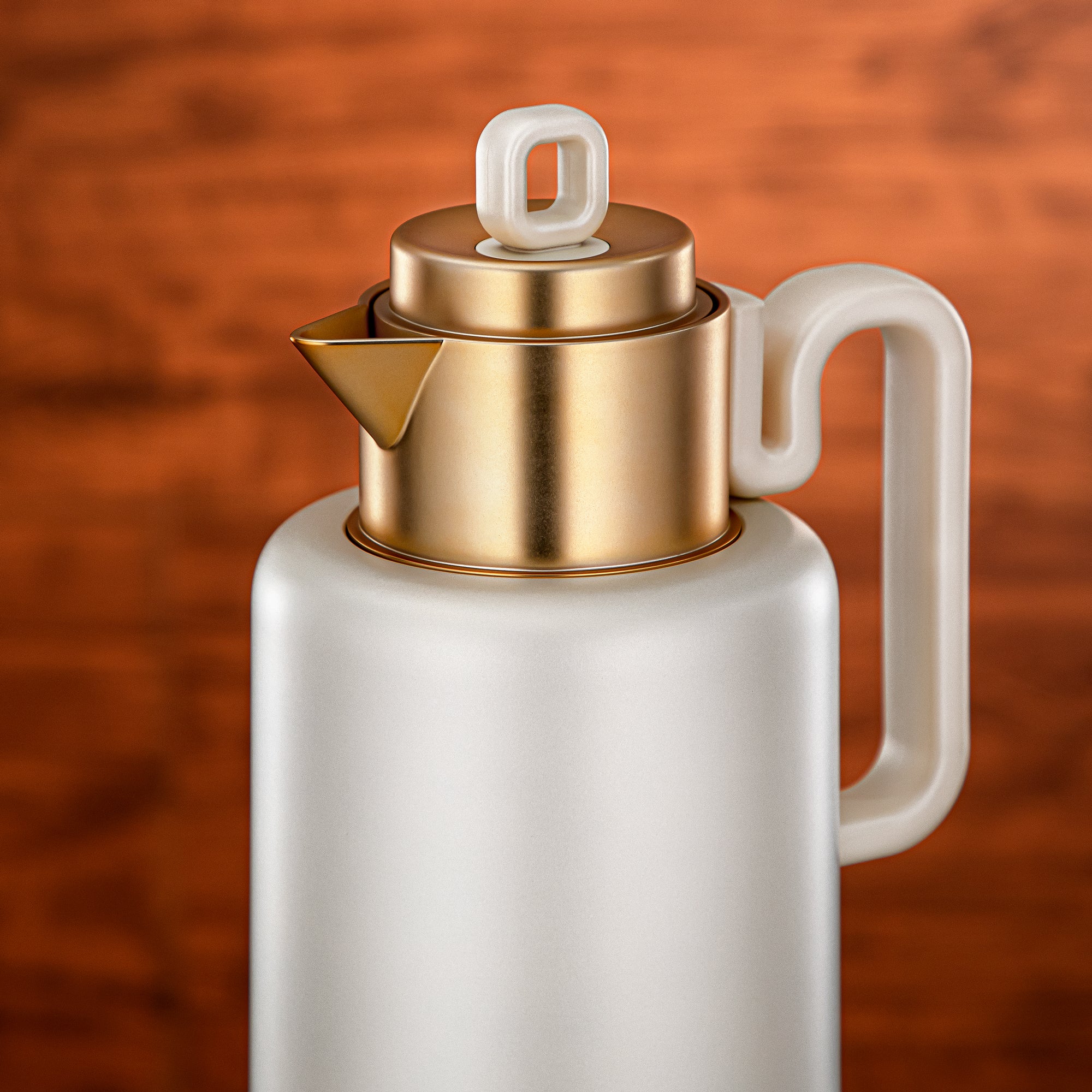 Almarjan Vacuum flask Set 0.5 liter + 1 liter matt pearl white & matt gold (FG815-050/100 MPW/MG)