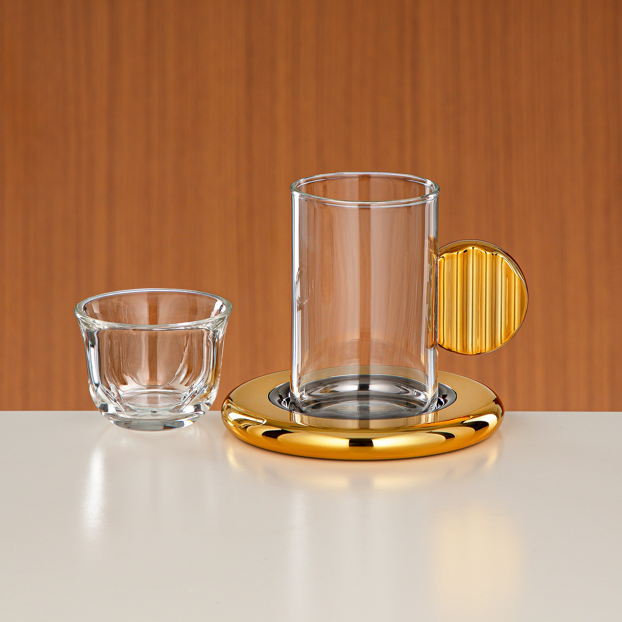 Almarjan Tea & Coffee Set 18 Pieces Gun Black & Gold