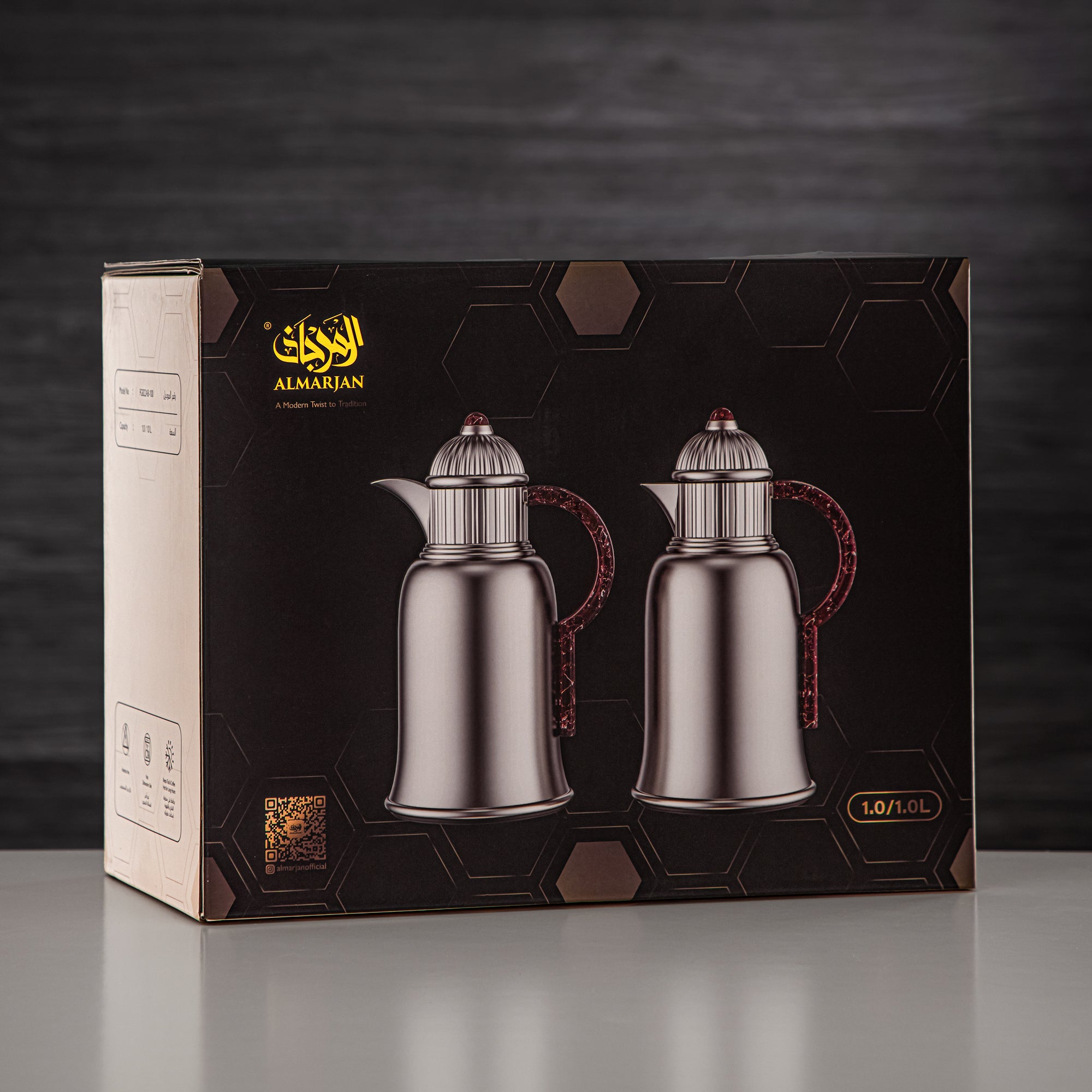 Almarjan Vacuum Flask Set 1L + 1L Silver