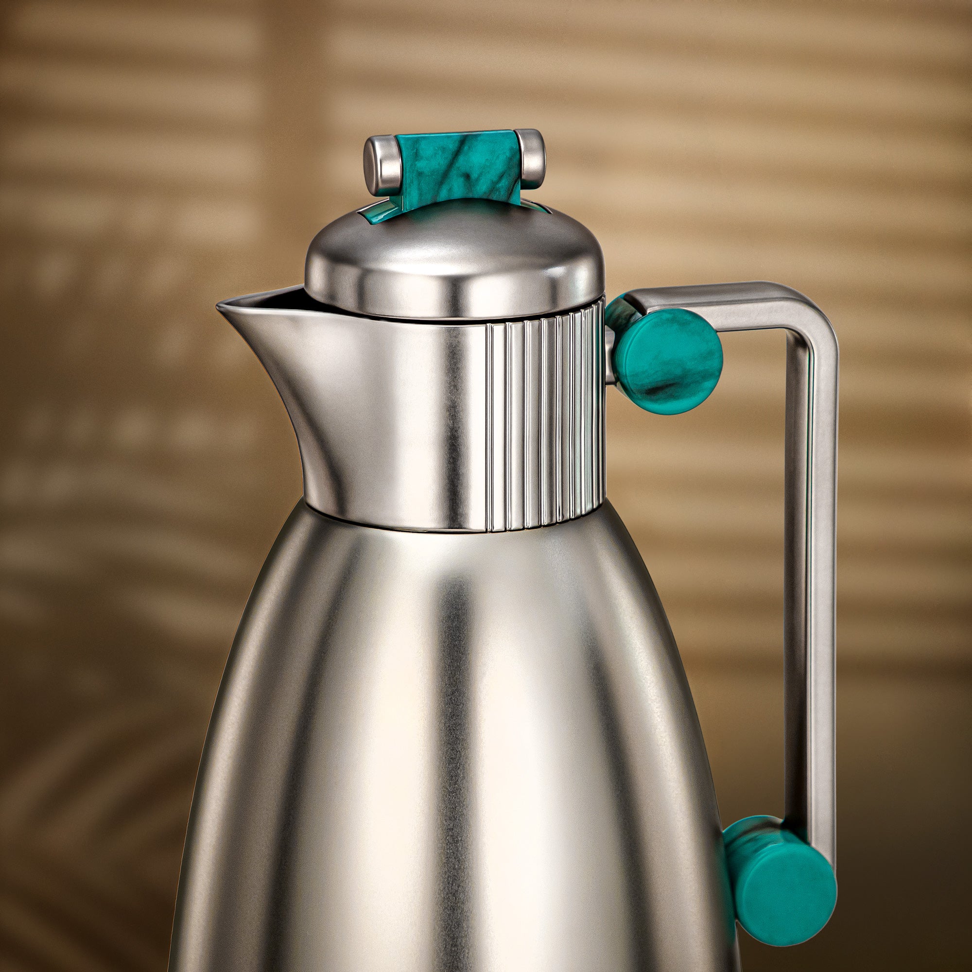 طقم ترامس المرجان 0.7 لتر و1 لتر بلمسة نيكل غير لامع وأخضر تيفاني