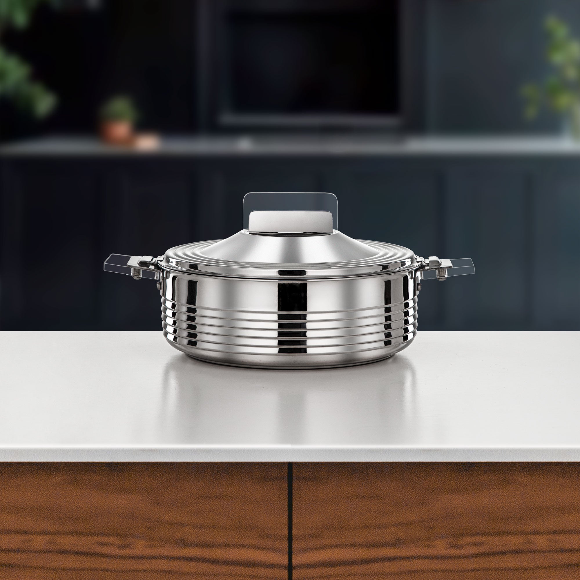 Almarjan Mahra Hot Pot Set of 3 Stainless Steel Silver (H25P3)