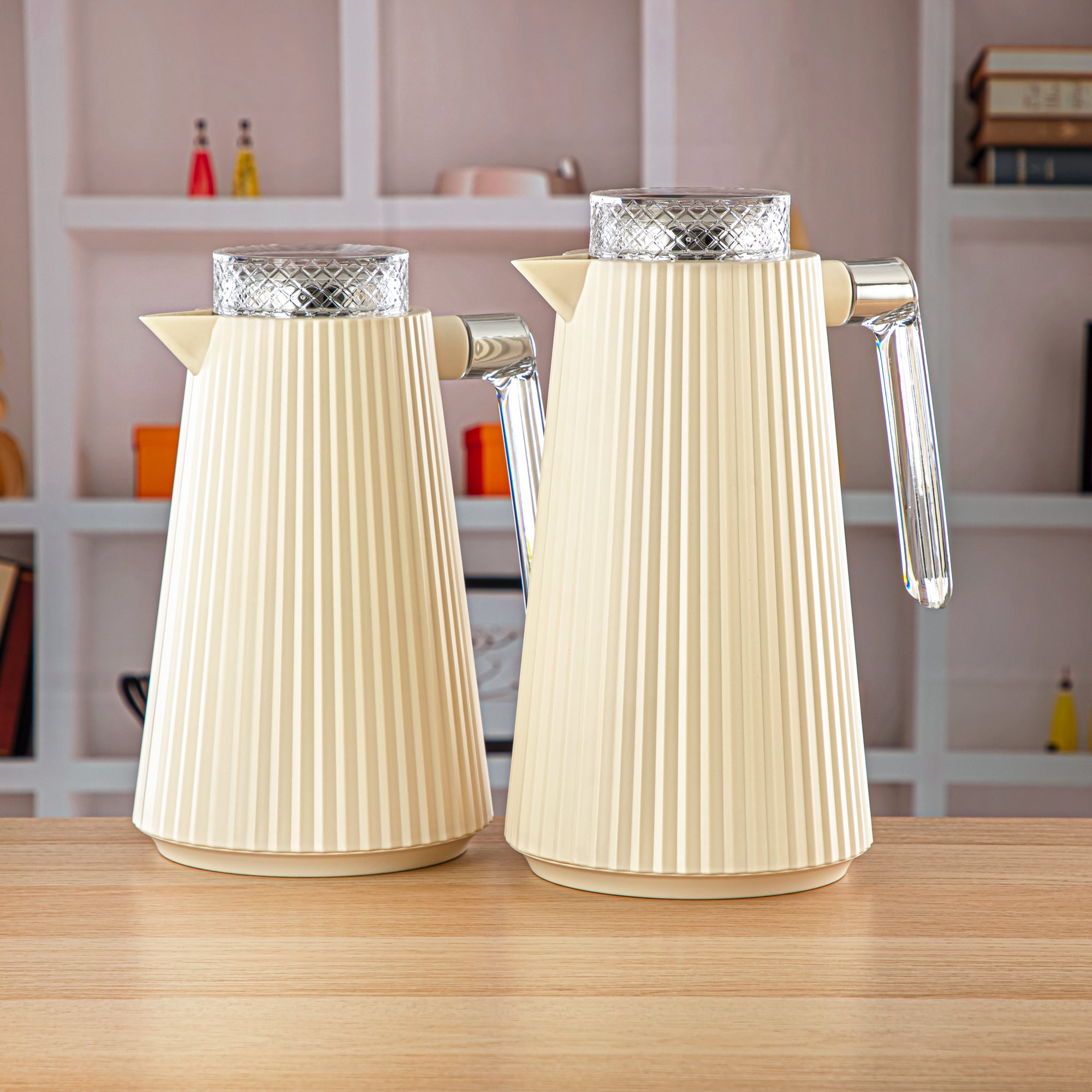 Almarjan 2 Pieces Vacuum Flask Set Ivory - GT106-100/130 IV/C/TR