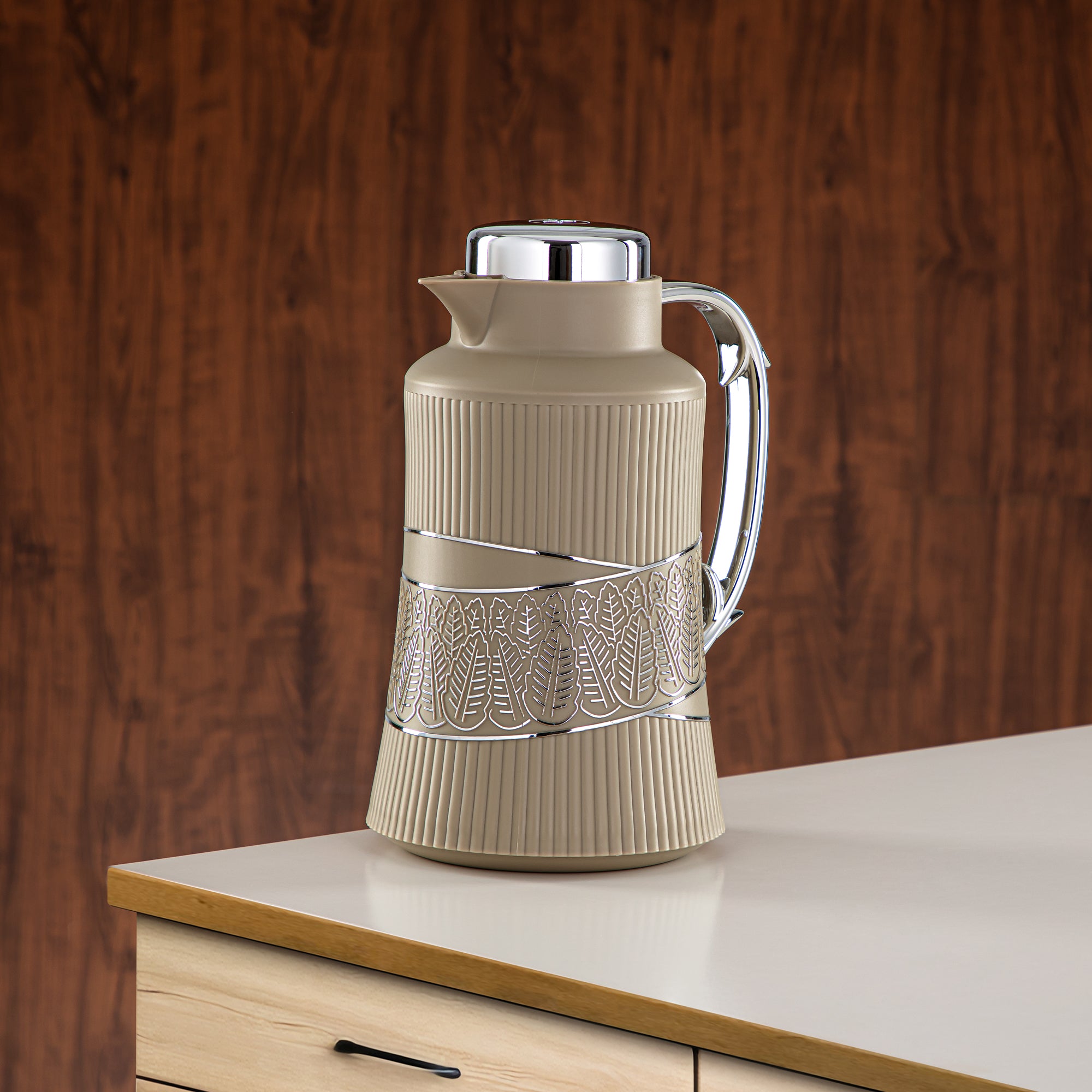 طقم ترامس المرجان مكون من قطعتين باللون الكاكي والفضي - GT112AB-100 NRM/C