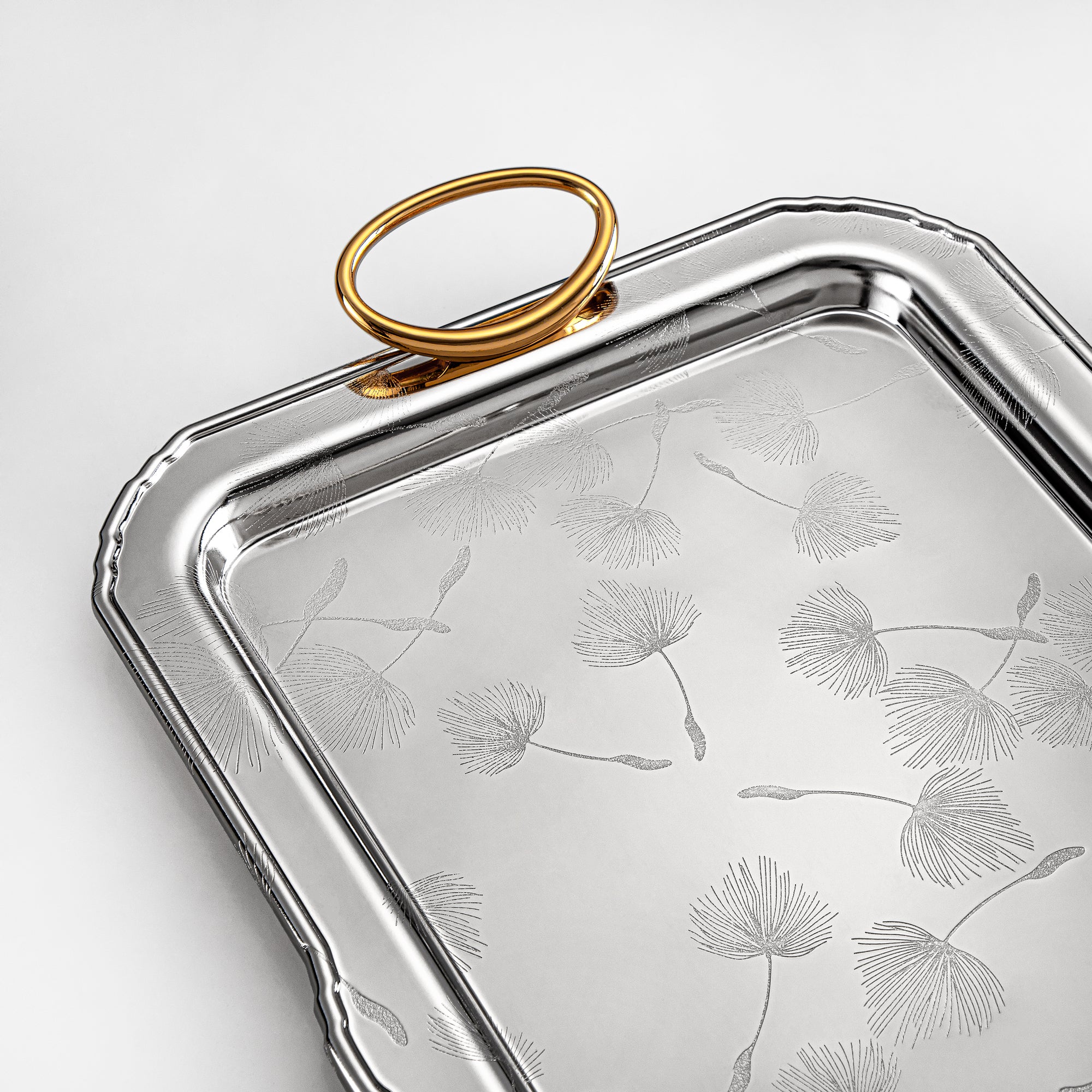 Almarjan Serving Tray Set - 3 Pieces, Silver & Gold (HT2408002) | Ramadan & Eid