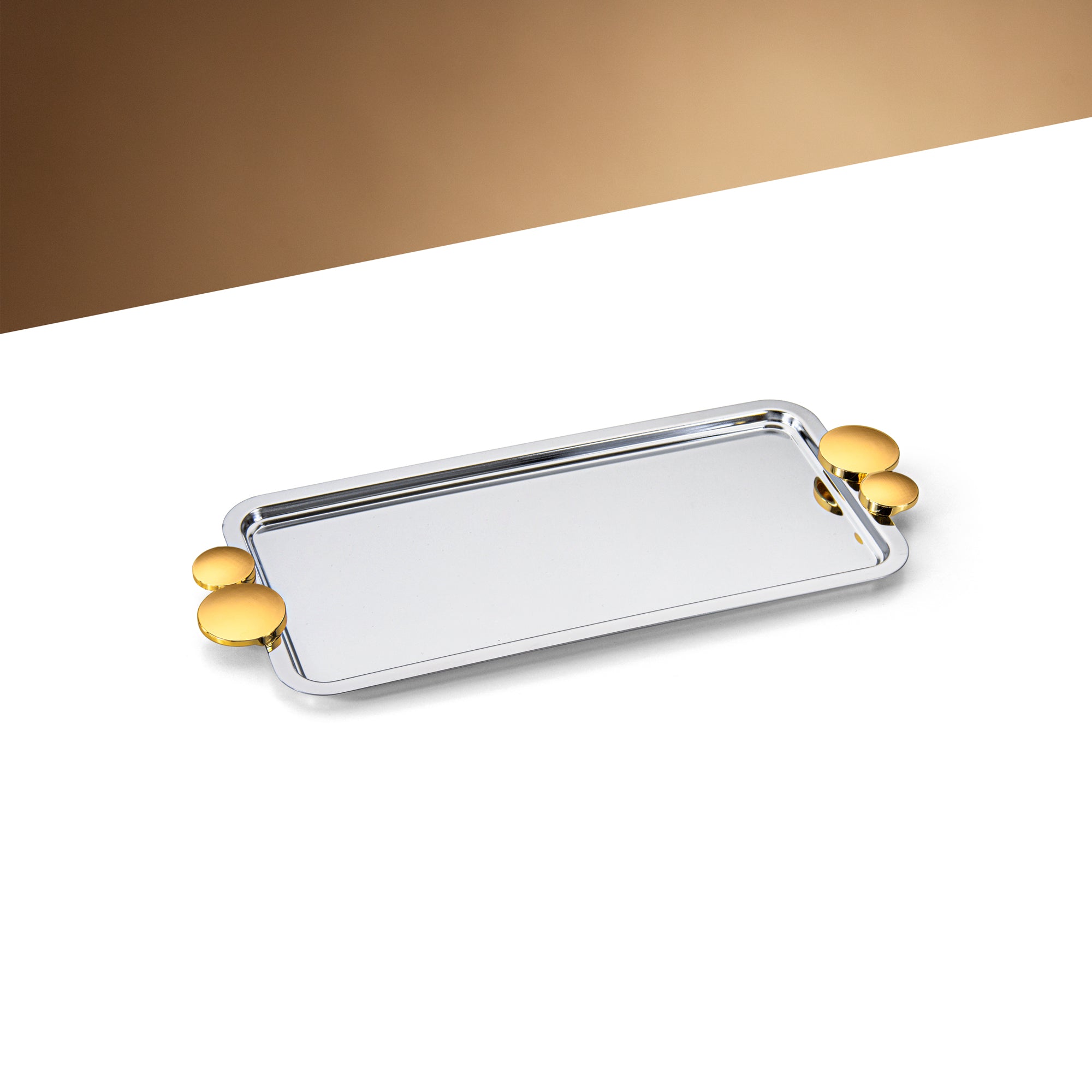 Almarjan 35 CM Serving Tray Shiny Silver & Gold - HT2506014