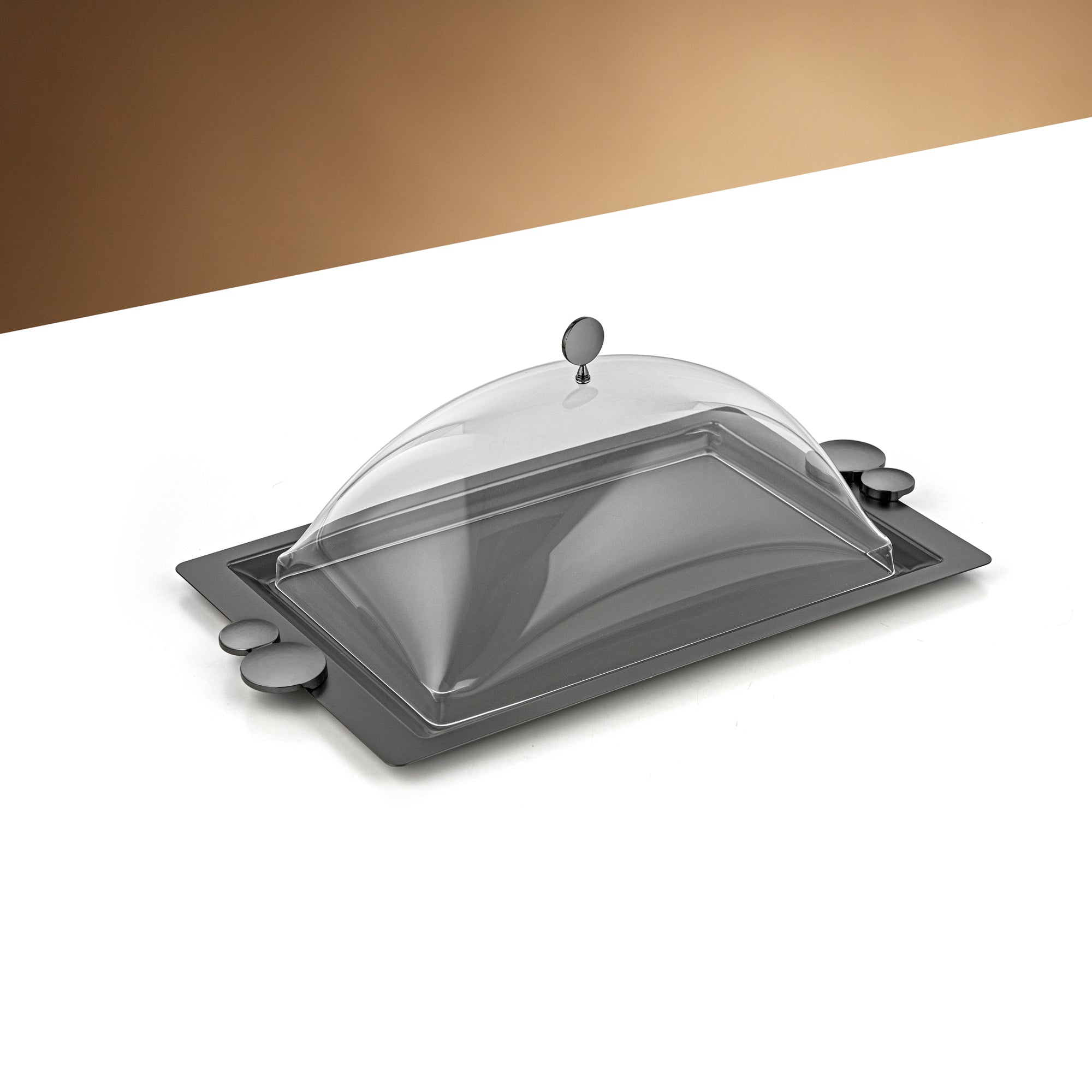 Almarjan 43 CM Serving Tray With Acrylic Cover Matte Black - HT2506029