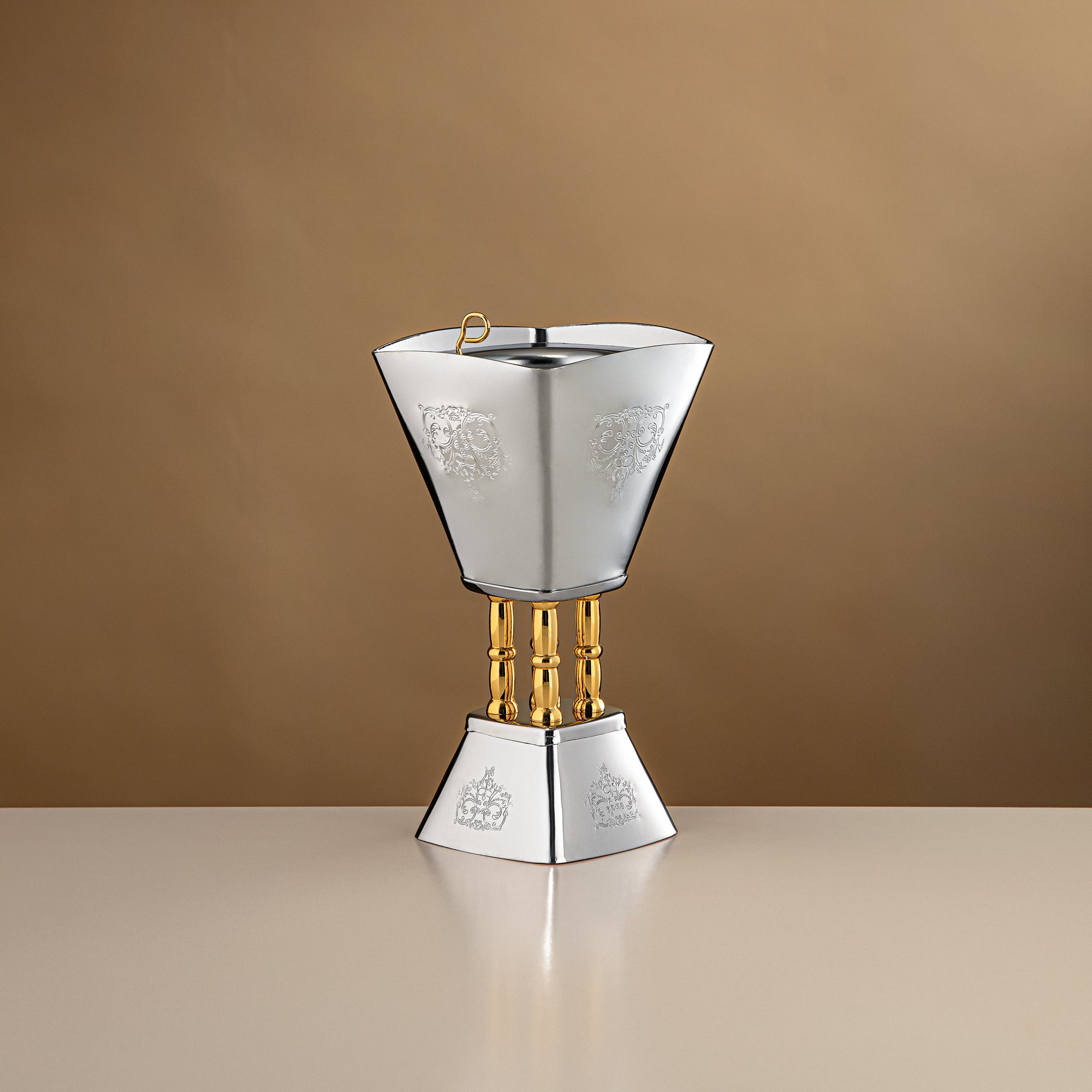 المرجان مبخرة 20 سم فضية وذهبية لامعة - HT2506073