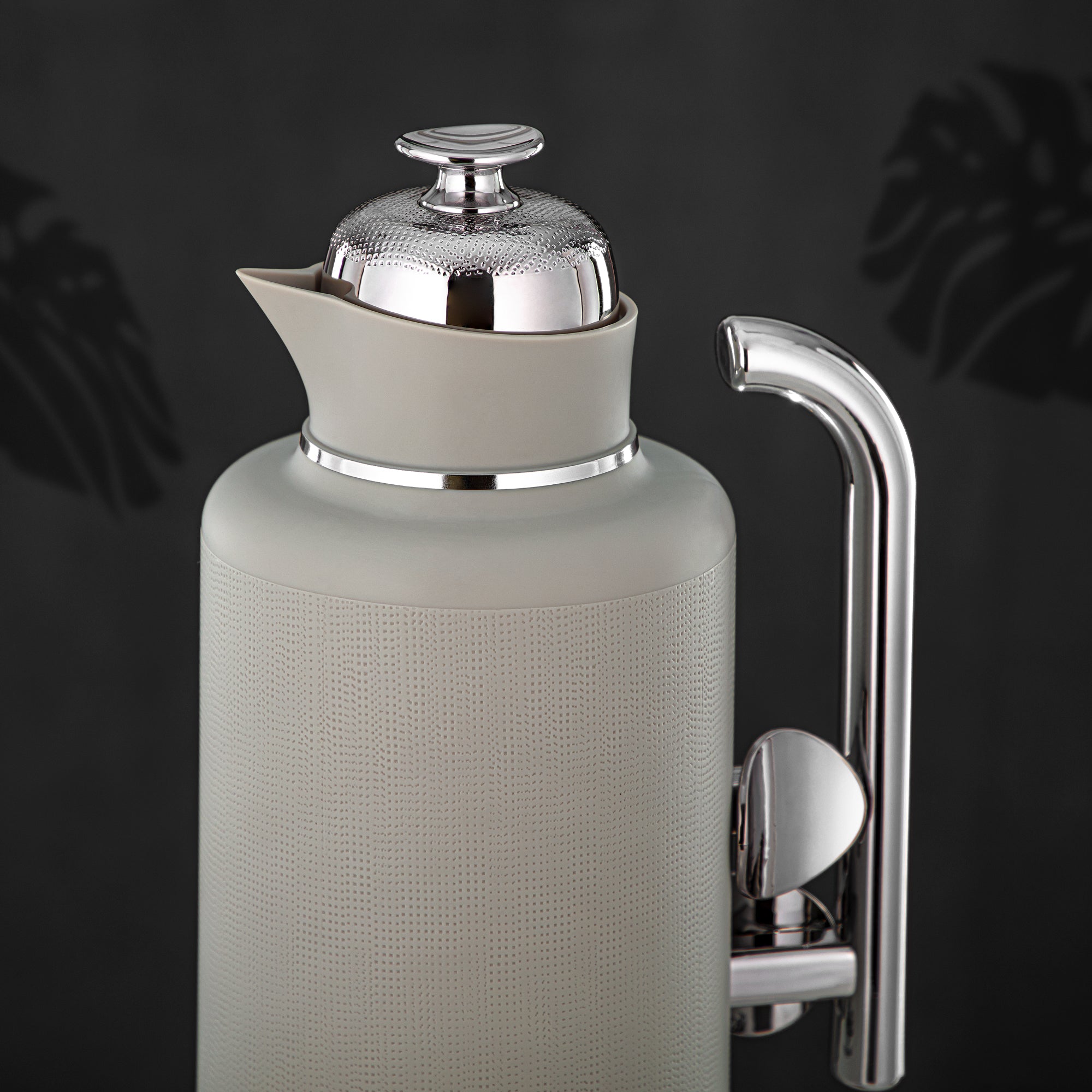 Almarjan Vacuum Flask Set, ABS, Push Button, 1L + 1L, Matt Grey & Silver (IZ-MLSGS) - Modern Elegance