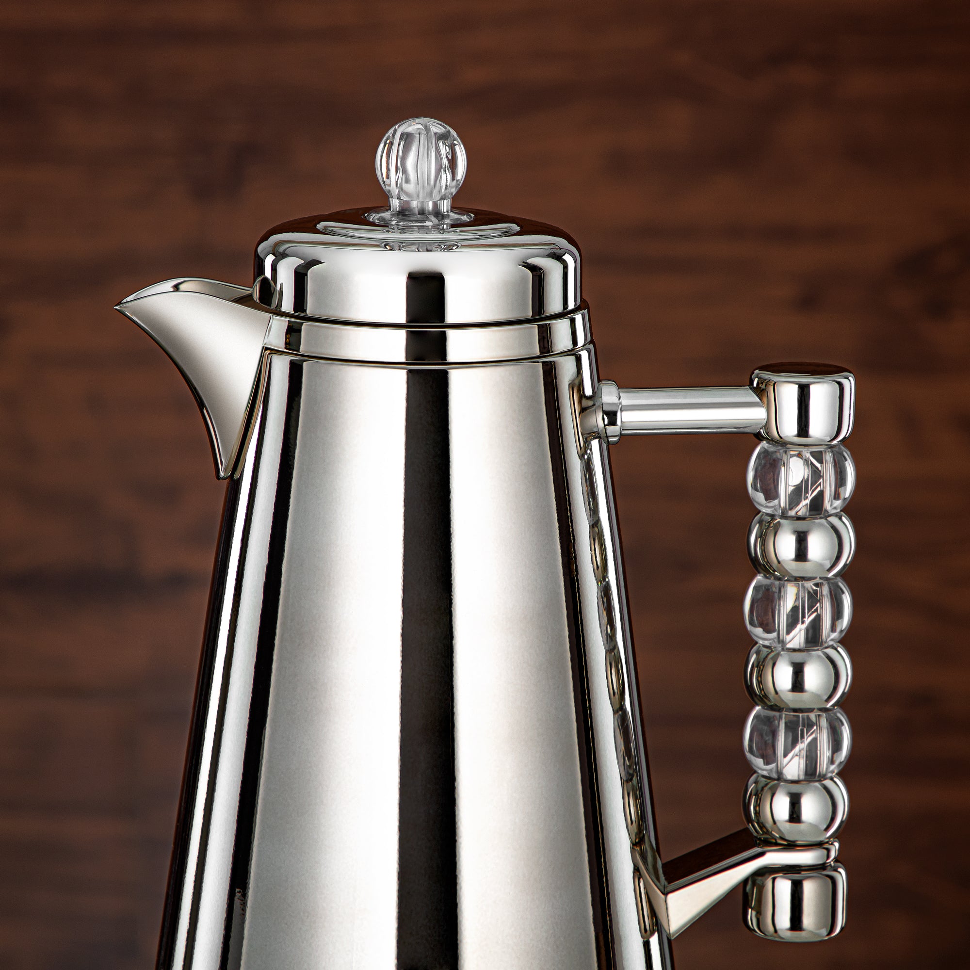 ألمرجان طقم ترامس زر ضغط 1 لتر + 1 لتر فضي وشفاف أكريليك (SJ42-SCAC) - زجاجة شاي وقهوة