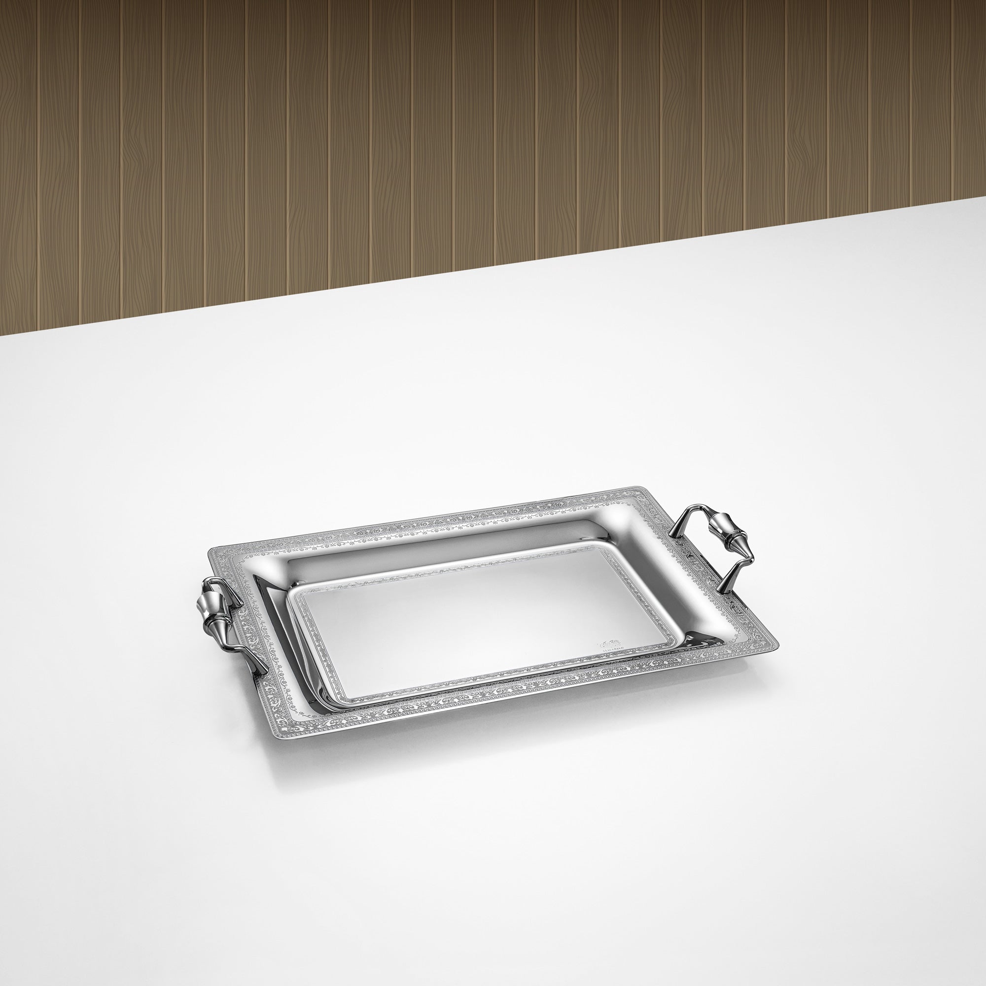 Almarjan Rectangular Serving Tray 40cm Silver