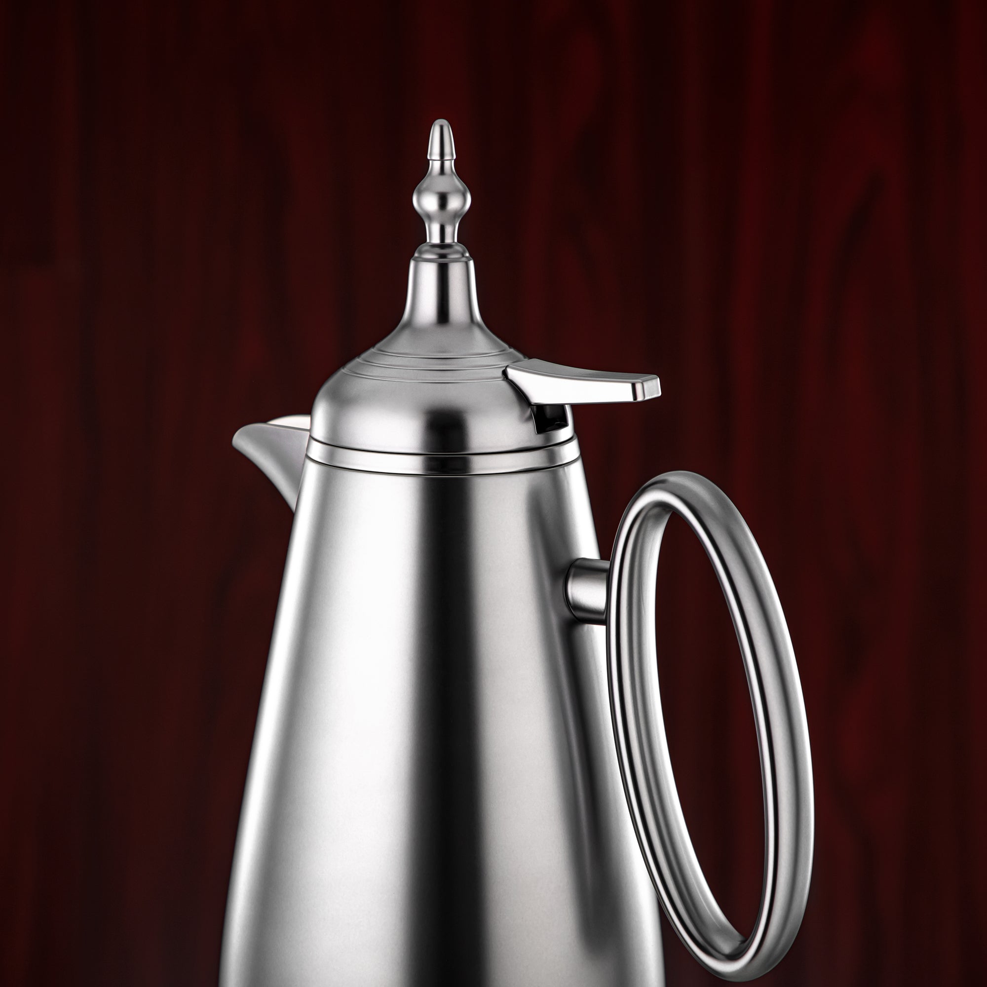 Almarjan Vacuum Flask Set Push Button ABS Matt Silver 0.7L + 1L (UOP-A0700/B1000E23) - Classic Vacuum Flask