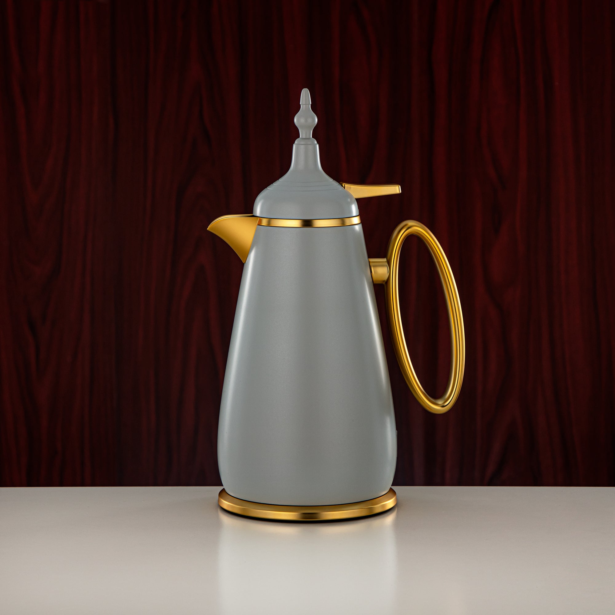 ألمرجان طقم ترامس زر ضغط ABS رمادي غير لامع وذهبي غير لامع 0.7 لتر + 1 لتر (UOP-A0700/B1000Q265YZE22) - كلاسيكي ترمس