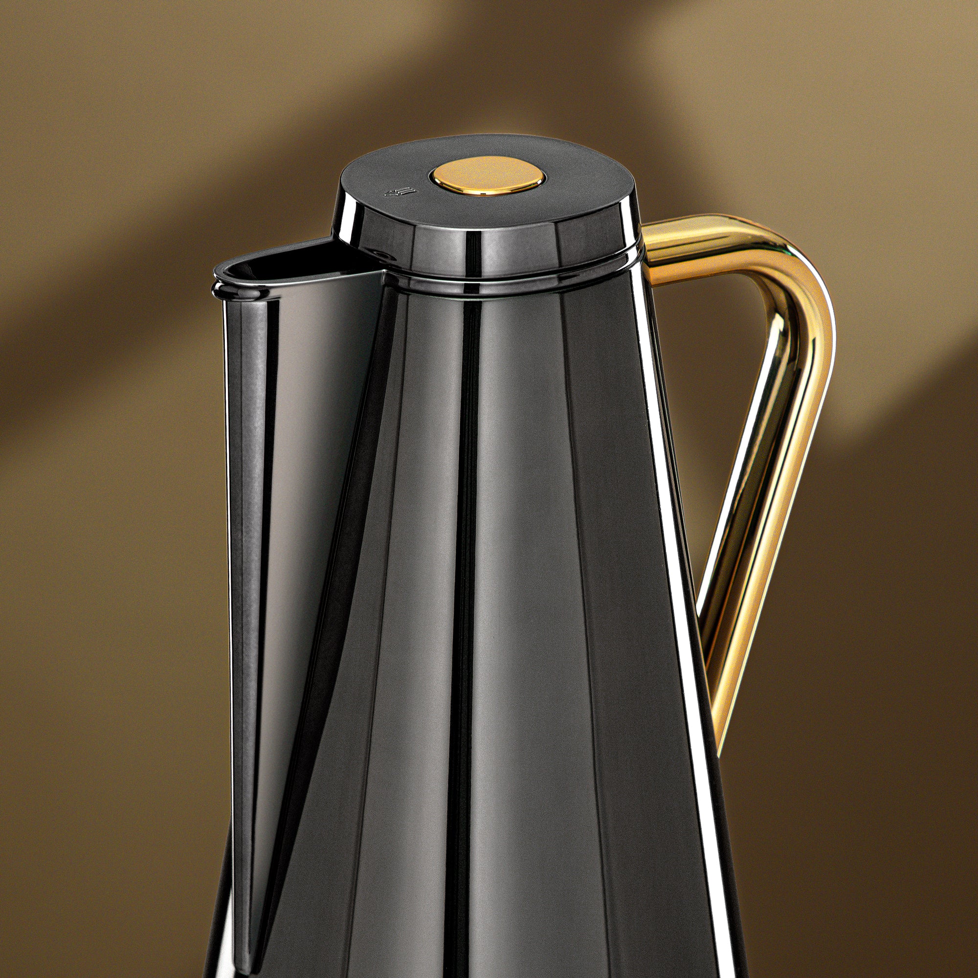 Almarjan Vacuum Flask Set 0.7L + 1L Gun Black & Gold