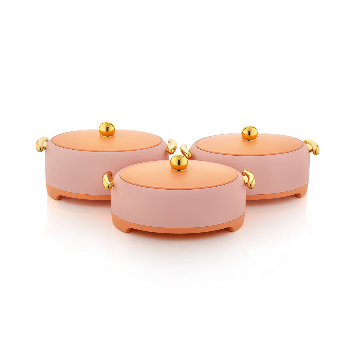 طقم حرارت المرجان البلاستيكية البيضاوية 3 قطع من تشكيلة فوريفر غولد كريم ناعم وذهبي - EGSET SC/G