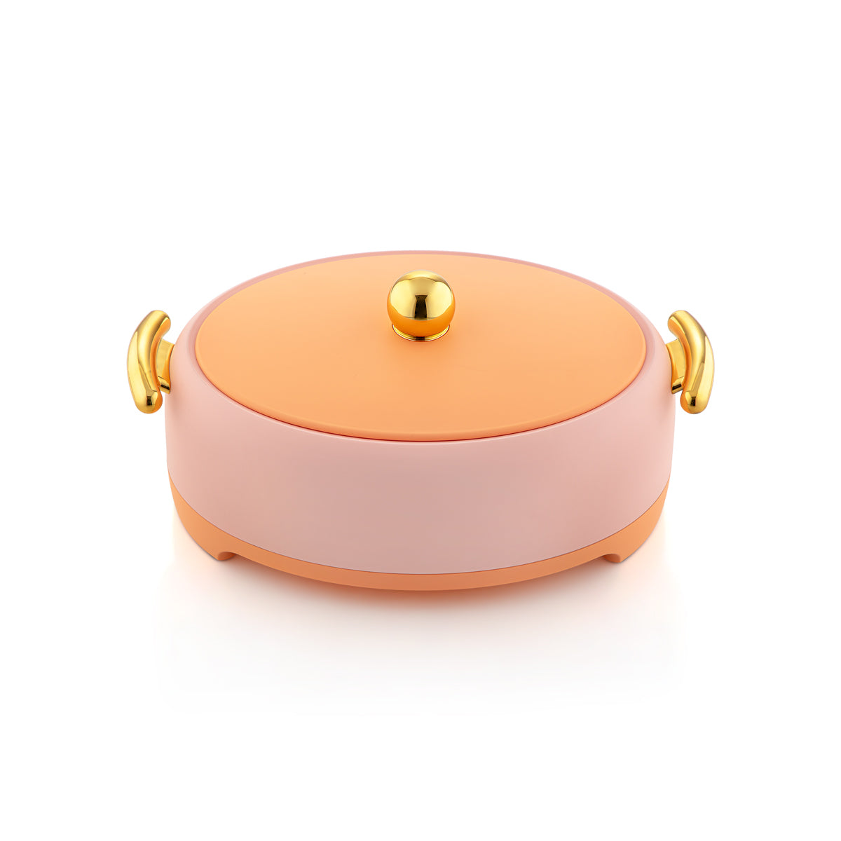 Forever Gold 3 Piece Oval Plastic Hot Pot Soft Cream & Gold - EGSET SC/G