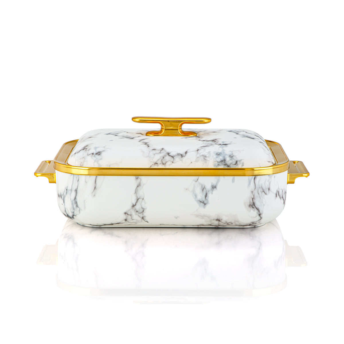 حرارة المرجان البلاستيكية المسنطيلة 3 لتر رخامي وذهبي - HP03-300