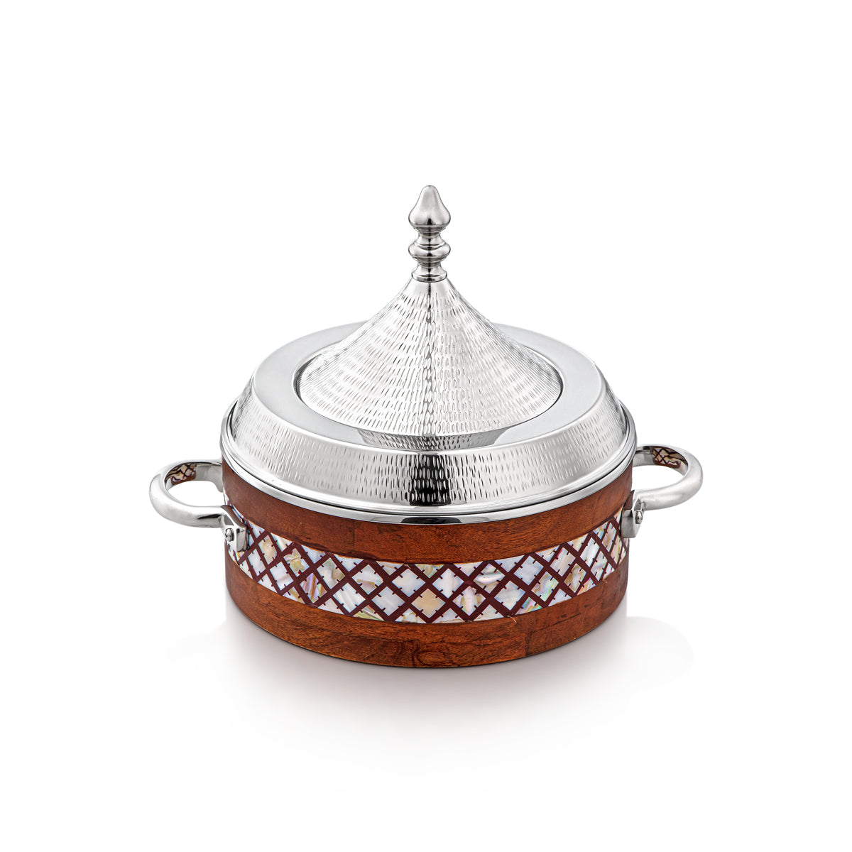 Almarjan 25 CM Stainless Steel Hot Pot Wood & Silver - MD-2928D-G