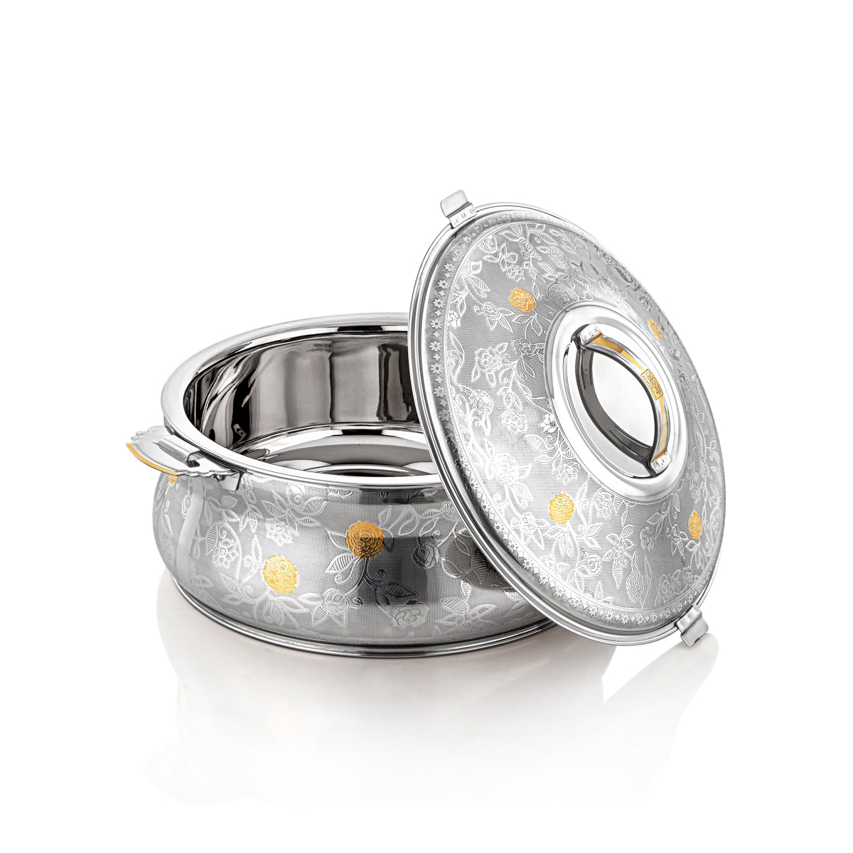 Almarjan 3 Pieces Boshra Collection Stainless Steel Hot Pot Silver & Gold - H23EPG16HG
