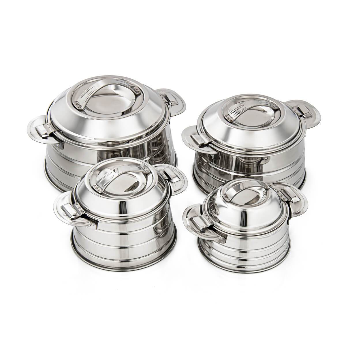 Almarjan 4 Pieces Mini Ahram Collection Stainless Steel Hot Pot Silver - sts0292600