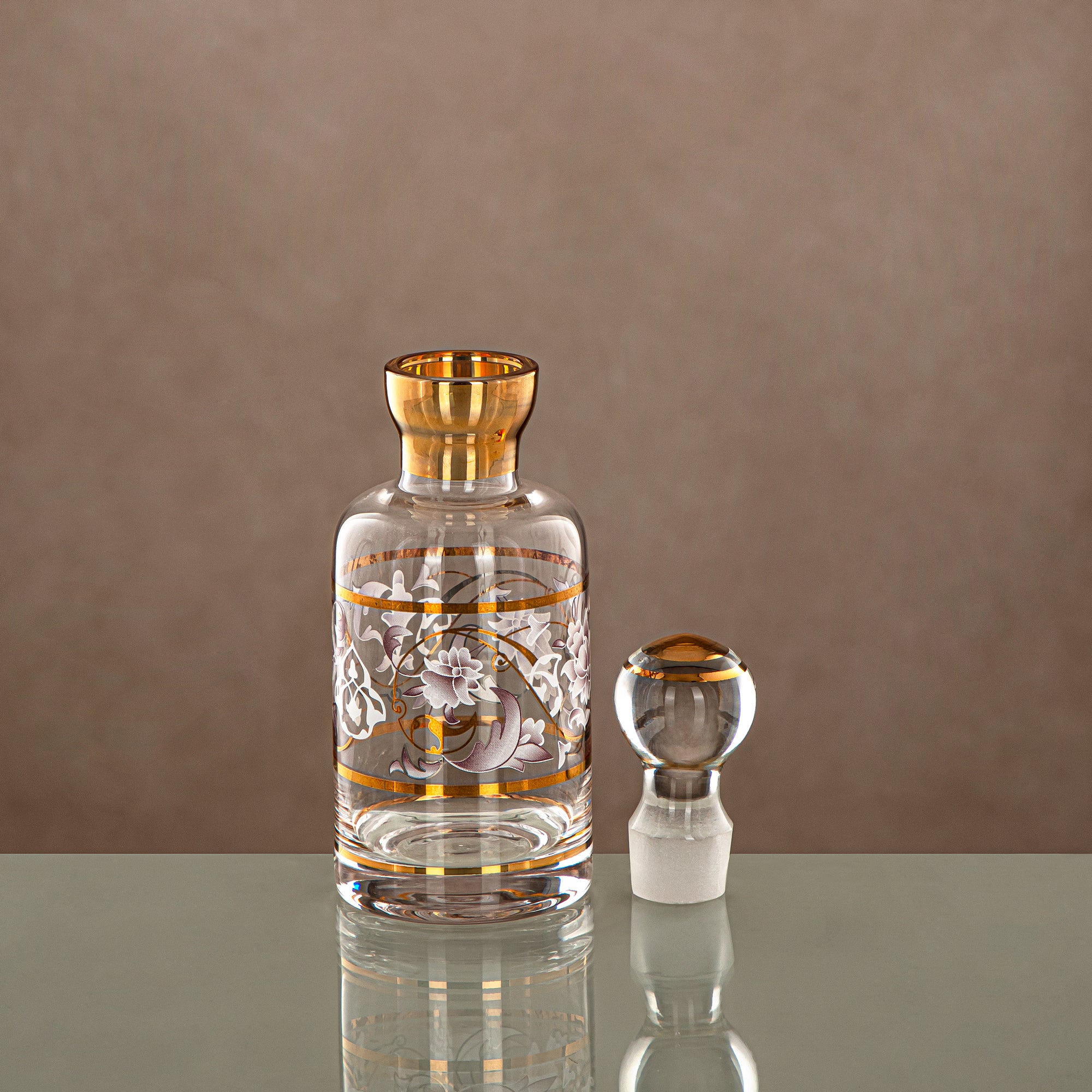 زجاجة عطر المرجان 16.5 تولا، زجاج، نقش شفاف وذهبي (0862P-ZQDL) - زجاجة دهن عود