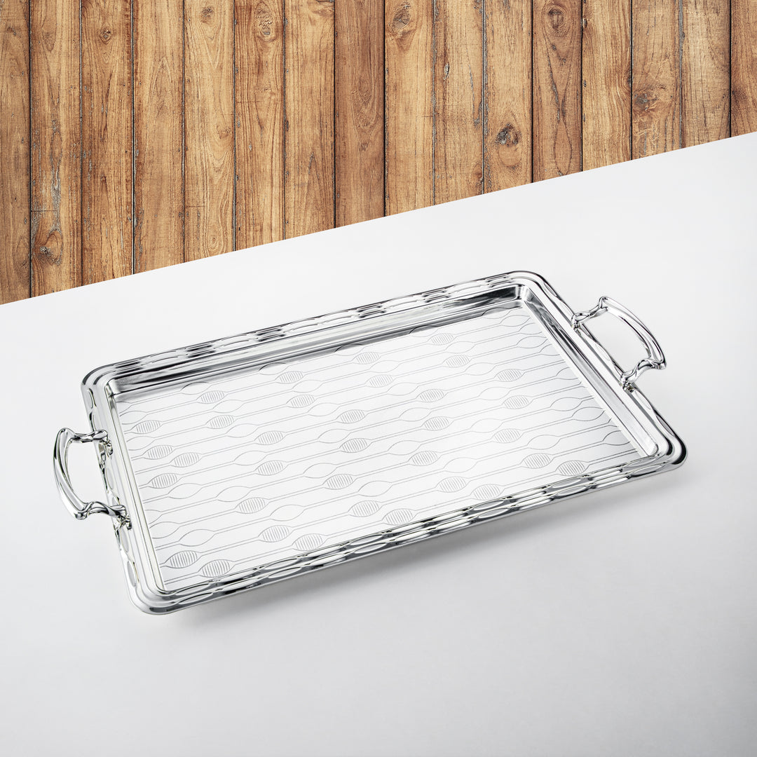 Almarjan Serving Tray, Silver (333XL-S) | Ramadan & Special Occasions