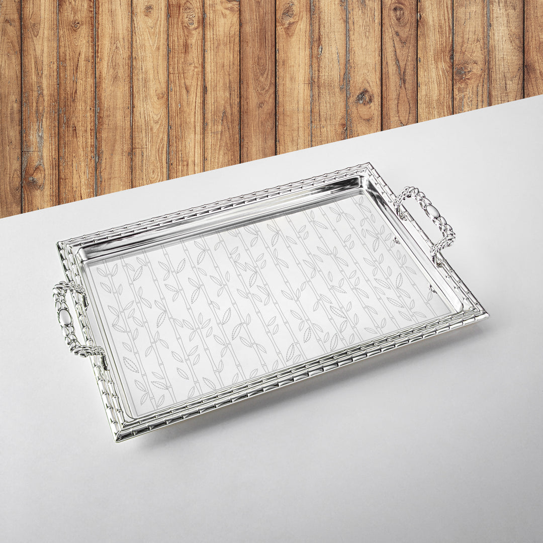 Almarjan Serving Tray, Silver (335XL-S) | Ramadan & Special Occasions