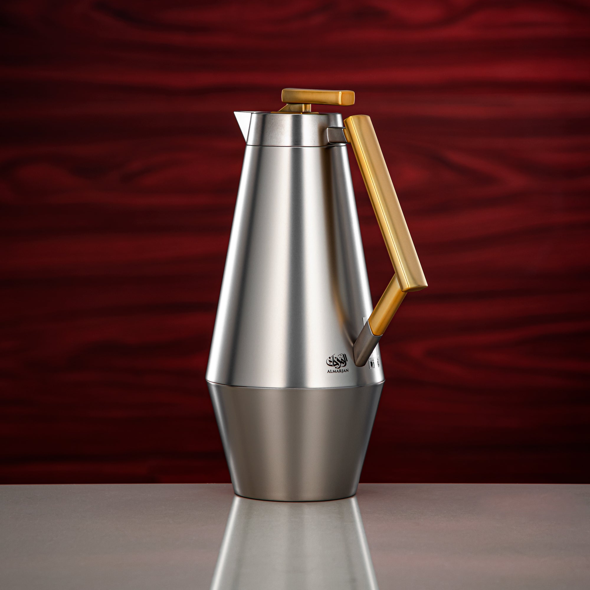 Almarjan Vacuum Flask Set 0.7L & 1L Matt Nickel & Matt Gold