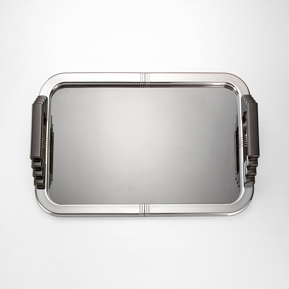 Almarjan Serving Tray 50 cm, Silver & Gun Black