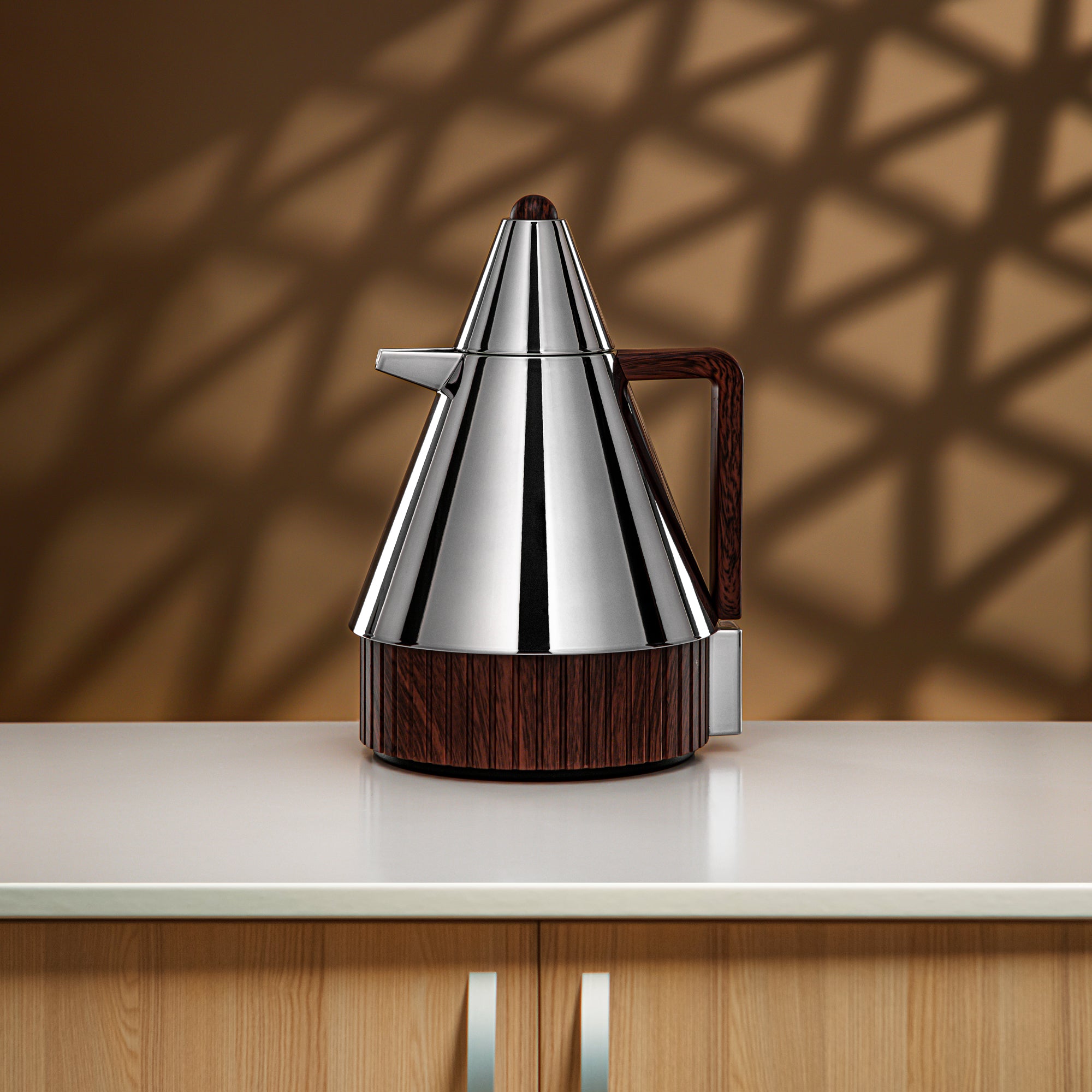 Almarjan Vacuum Flask Set 1L + 1L Silver & Dark Wood