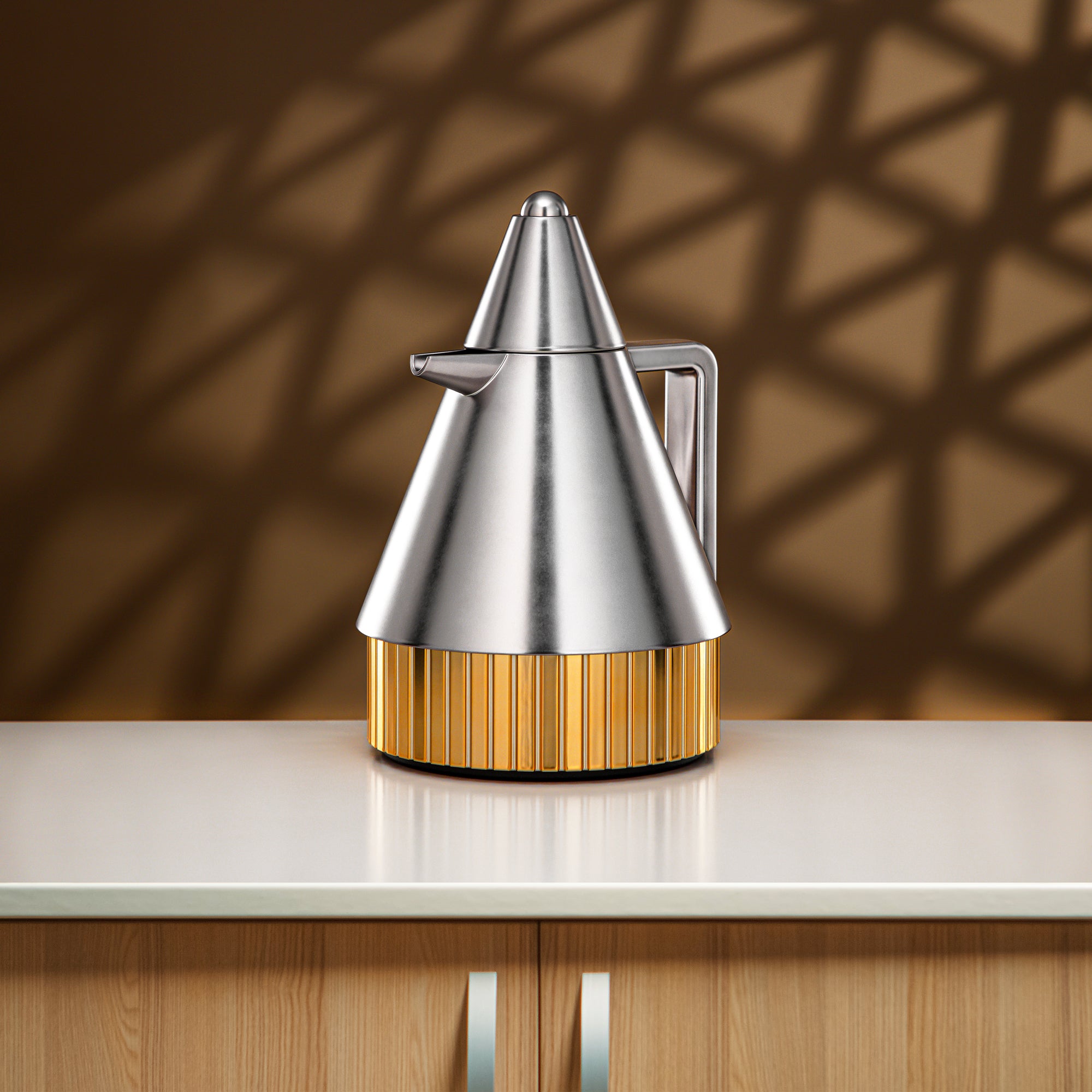 طقم ترامس المرجان 1 لتر + 1 لتر بلمسة نيكل غير لامع وذهبي