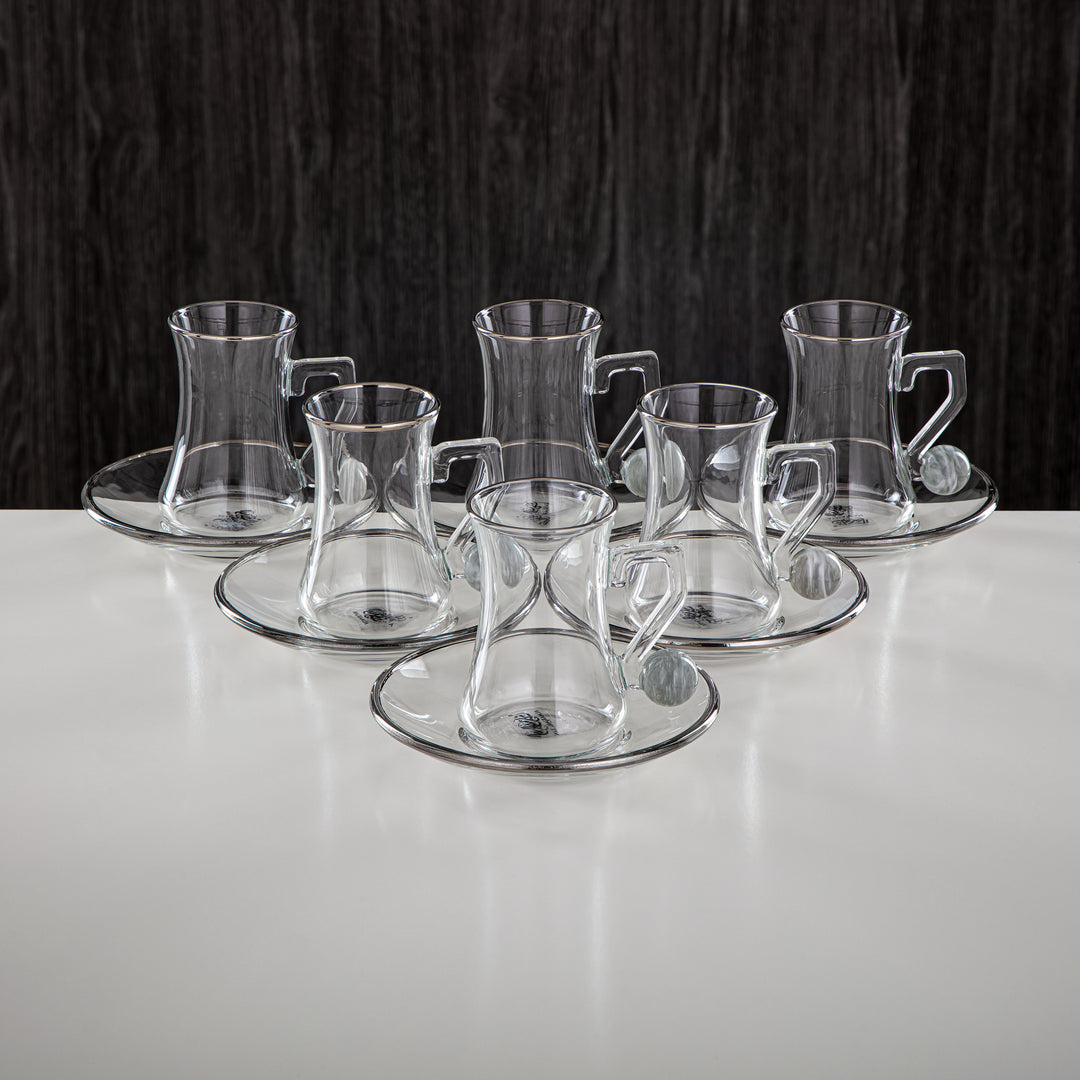 Almarjan 6 Pieces Borosilicate Glass Tea Cup Set - FB803-12 PIV/C