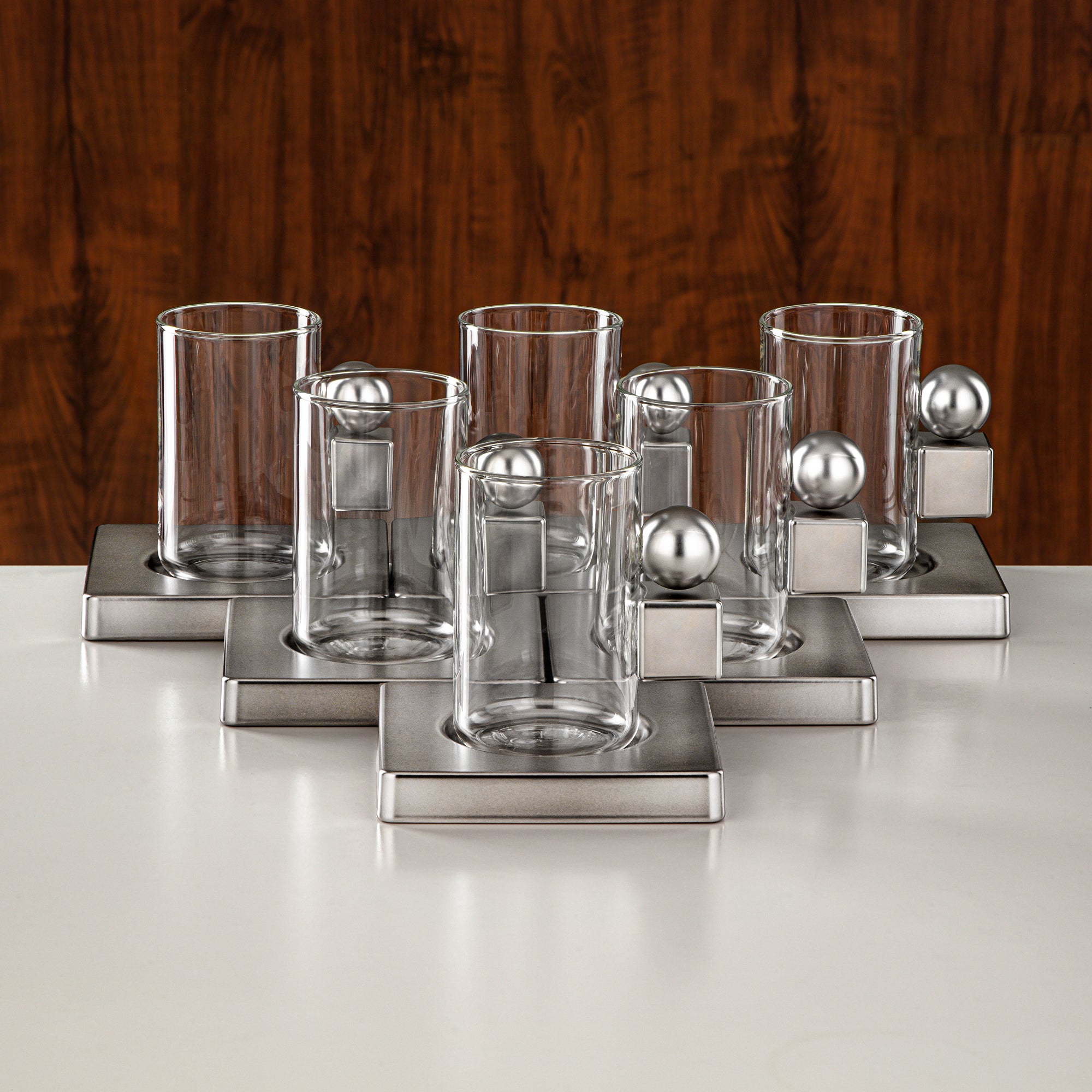 طقم شاي المرجان ١٨ قطعة مطفي النيكل