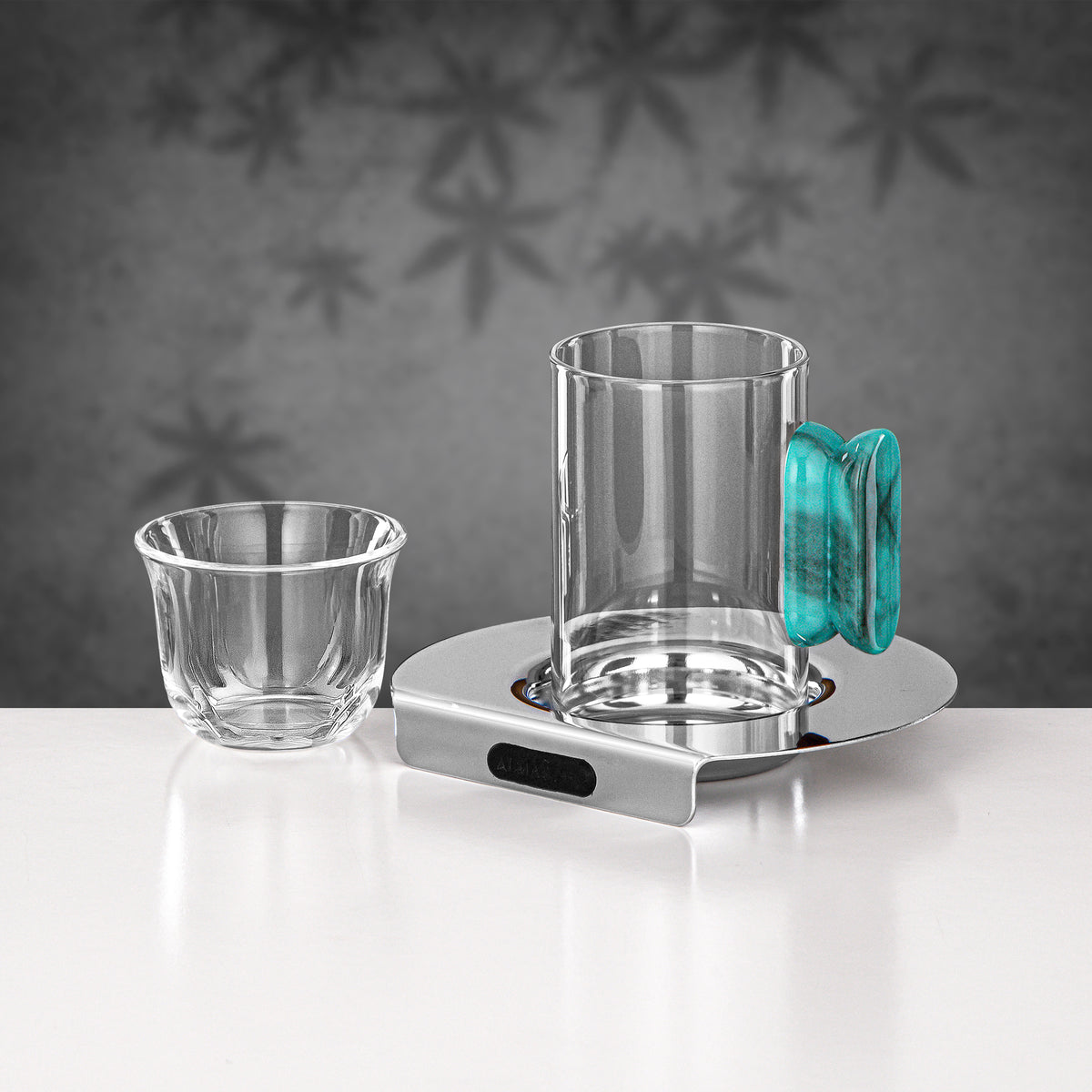 Almarjan 21 Pieces Tea & Coffee Set, Silver & Tiffany Marble