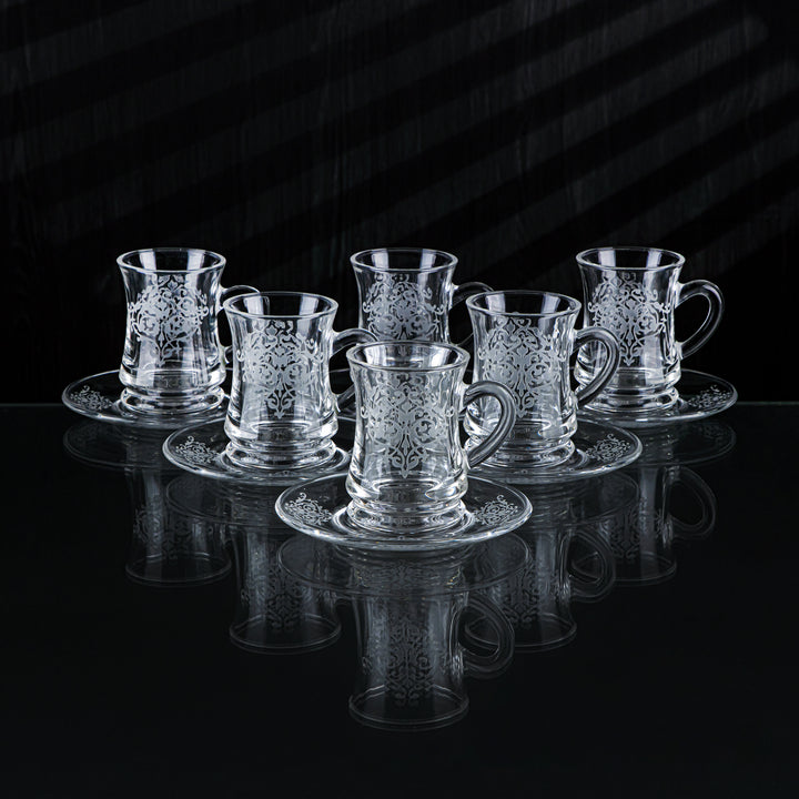 Almarjan 18 Pieces Arch Collection Glass Tea & Coffee Set - GLS2630006