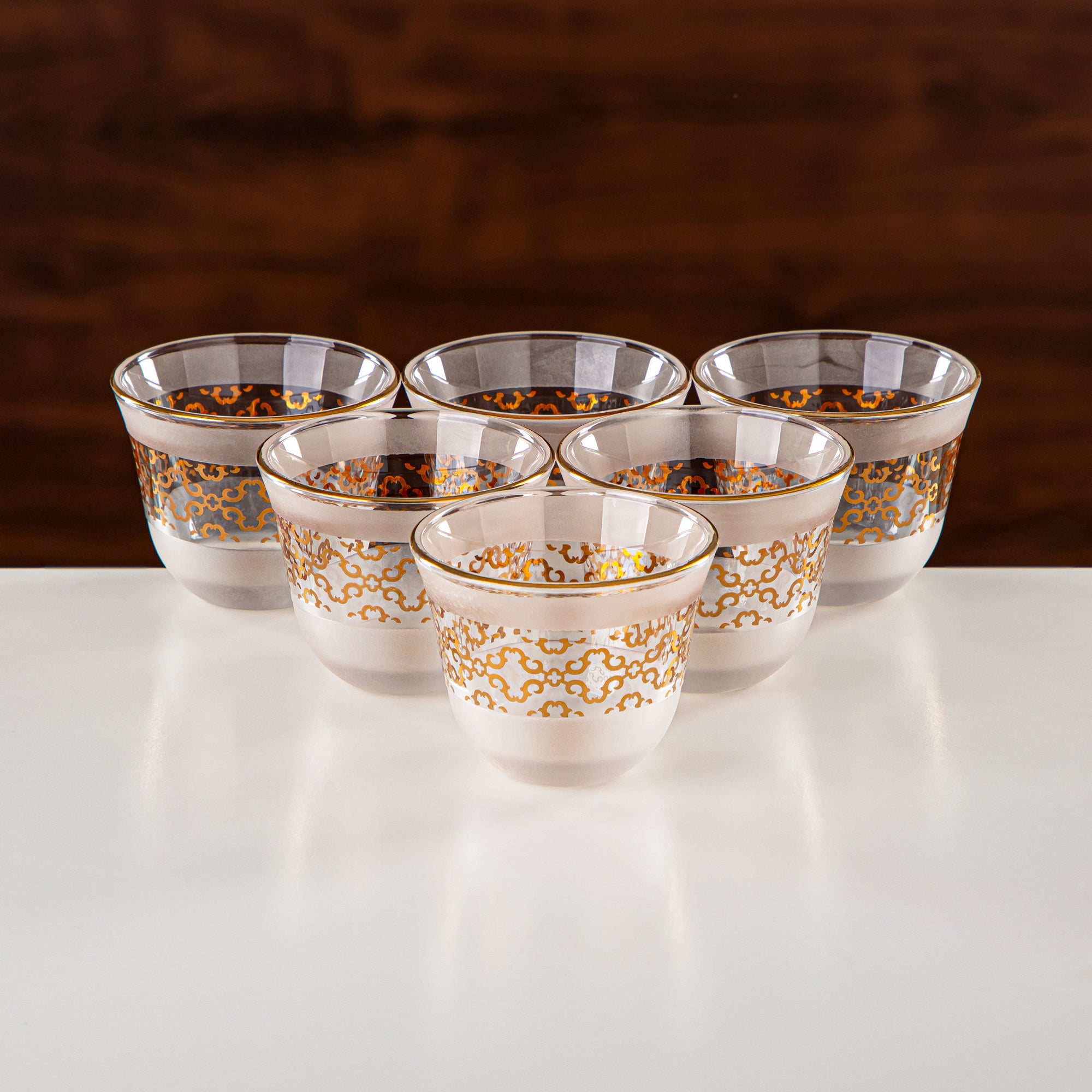 Almarjan Tea & Coffee Set 18 Pieces, Glass & Metal (GLS2630073) - Modern Serveware