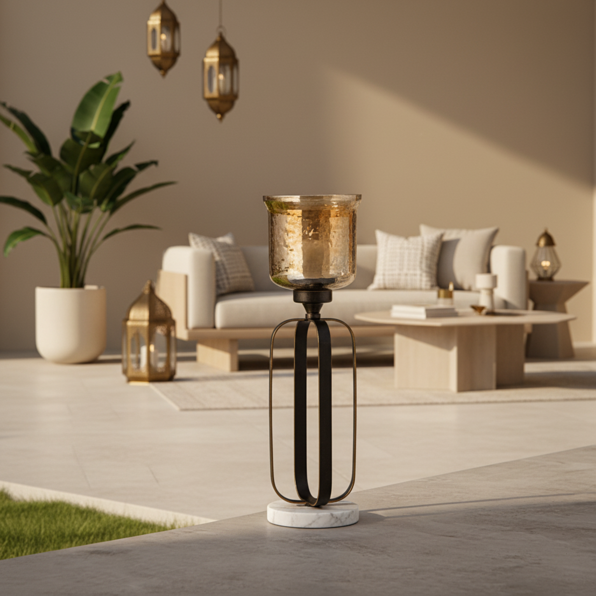 Almarjan Votive Holder 37cm Dark Bronze