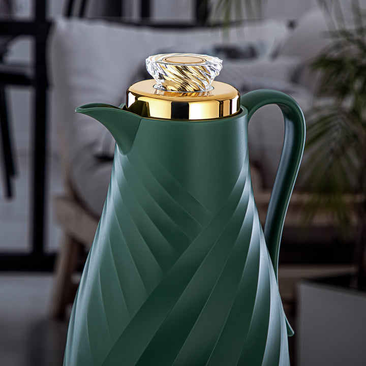 Almarjan 2 Pieces Vacuum Flask Set Green & Gold - GT109-070/100 NGR/G