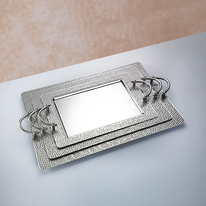 Almarjan 3 Pieces Serving Tray Set Chrome - HT2305002