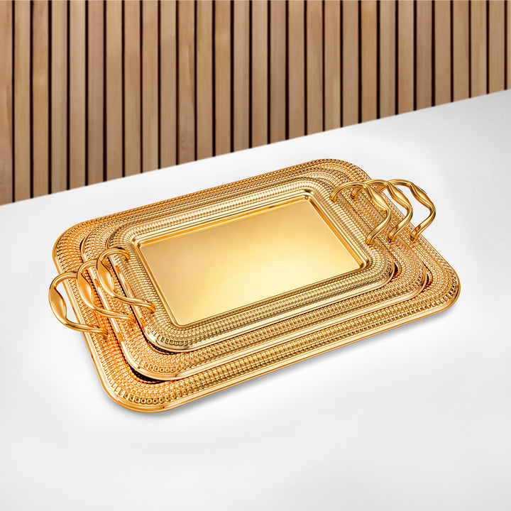 Almarjan 3 Pieces Serving Tray Set Gold - HT2308009