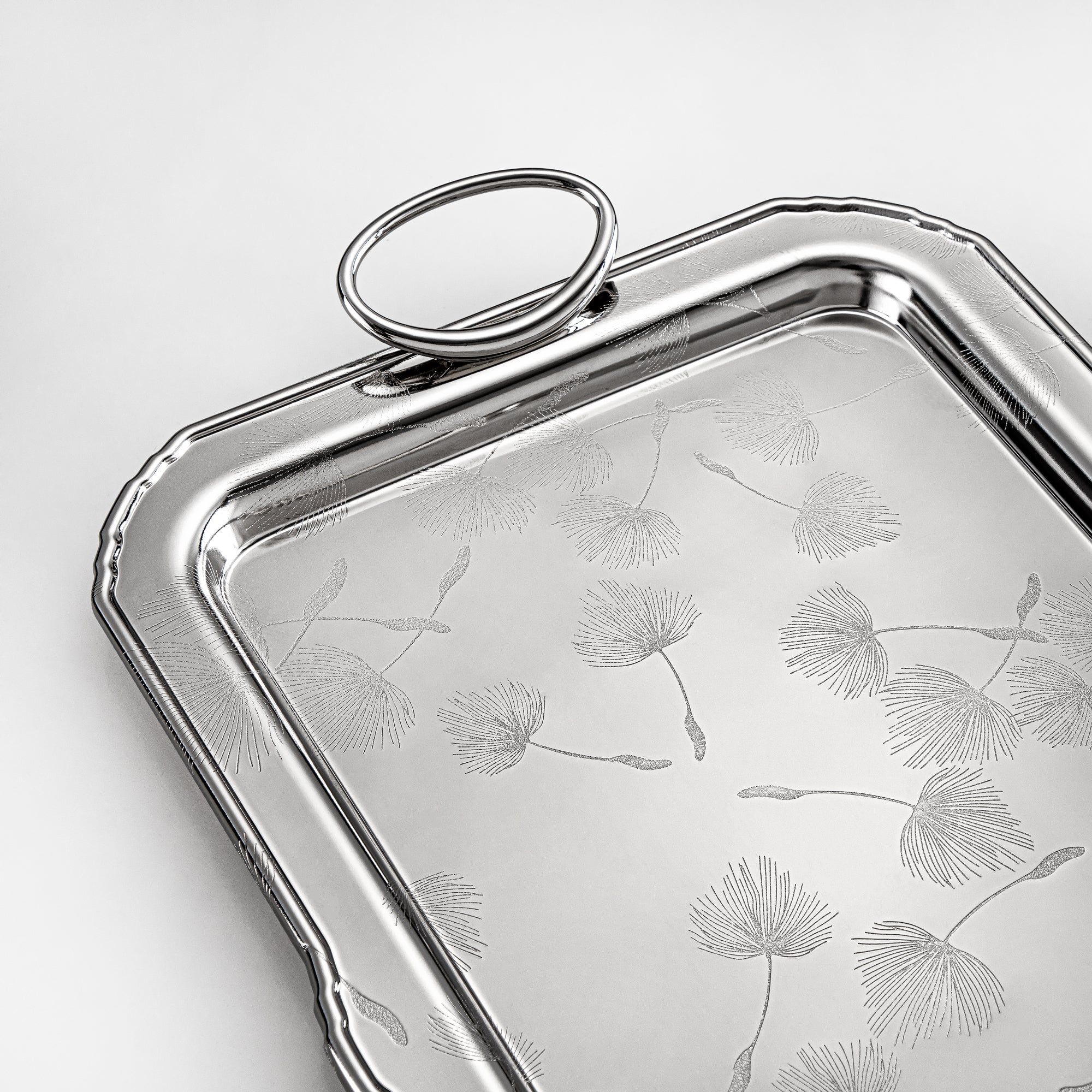 Almarjan Serving Tray Set - 3 Pieces, Silver (HT2408001) | Ramadan & Eid