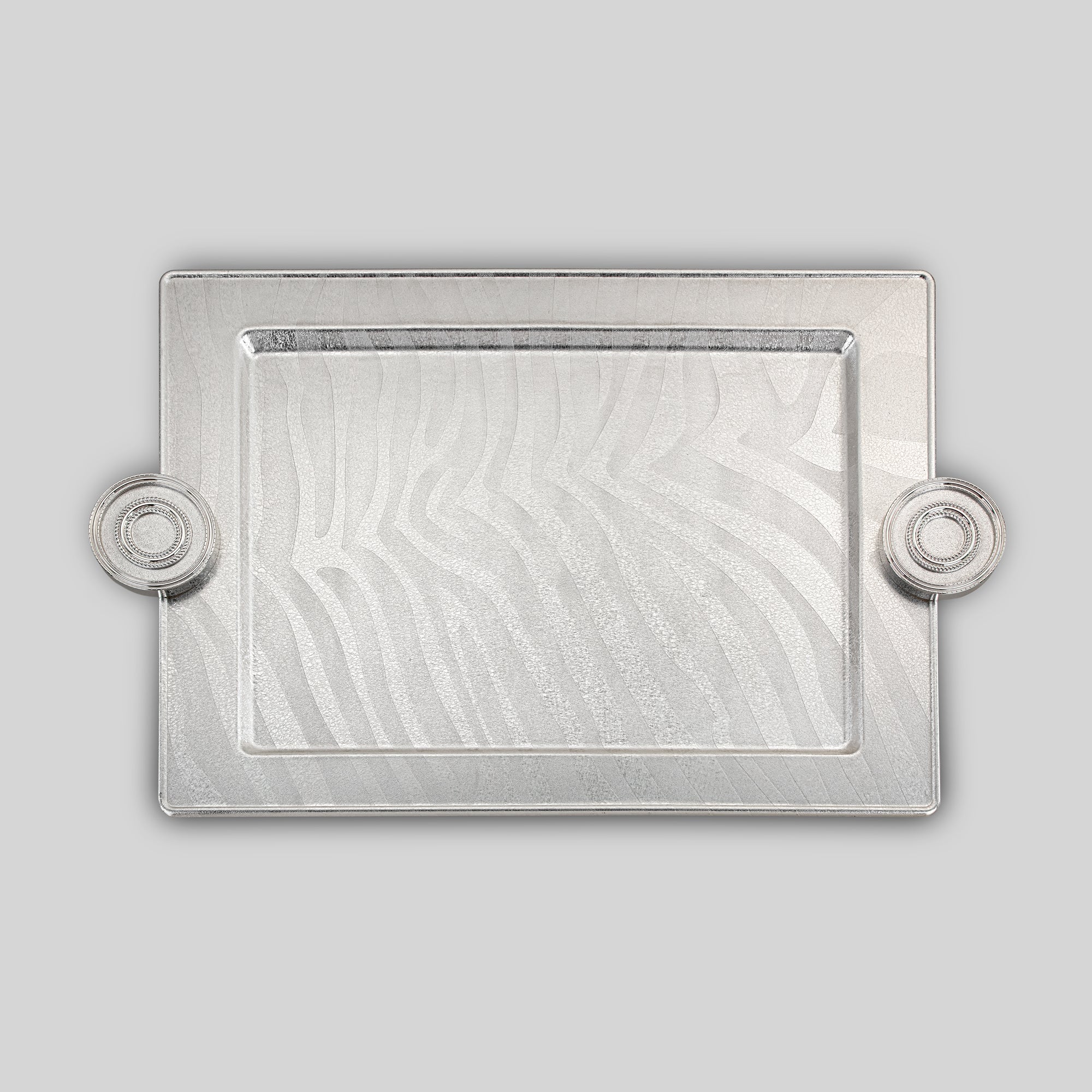 Almarjan Serving Tray 59 cm Silver Crackle